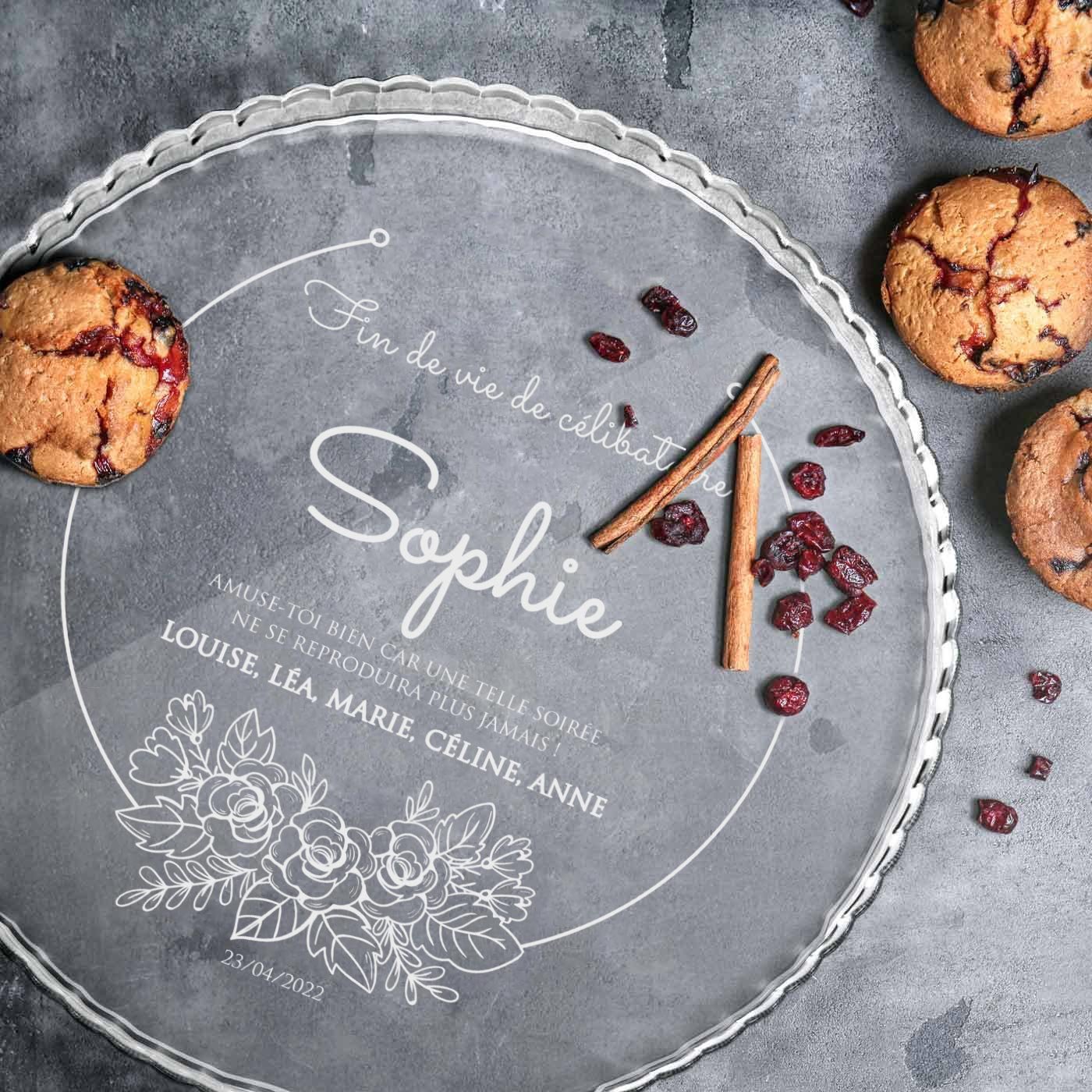 Présentoir à gâteau en verre personnalisé Murrano - Idée cadeau pour une soirée pyjama ou un anniversaire