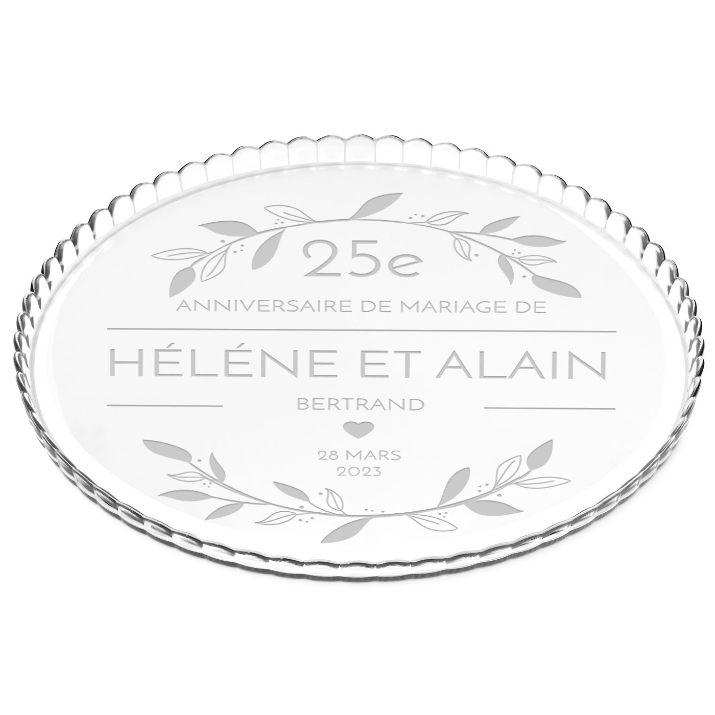 Murrano Glass Cake Stand with Engraving for Parents - 25th Wedding Anniversary