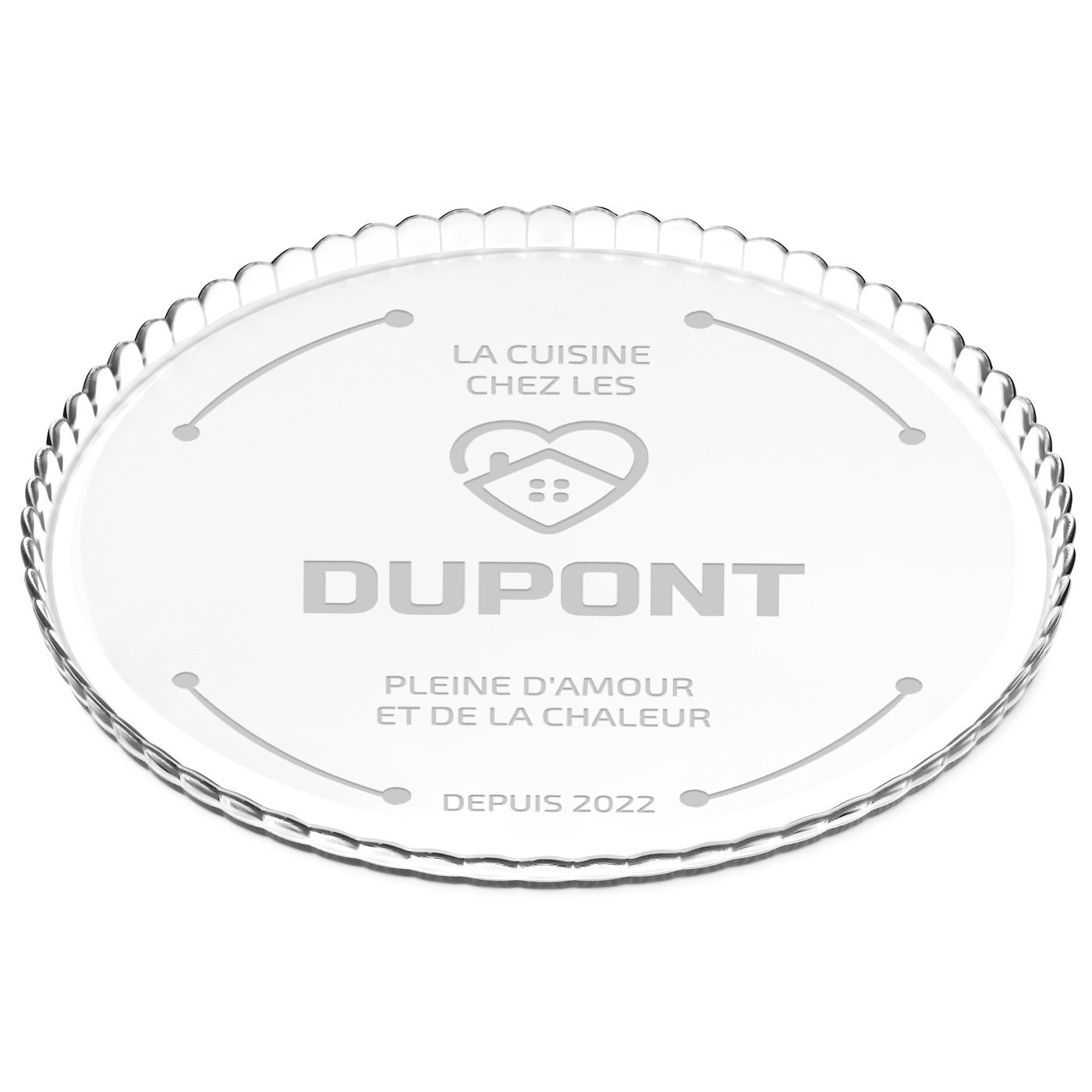 Support à gâteau en verre Murrano avec gravure pour des amis - Fête d'engagement