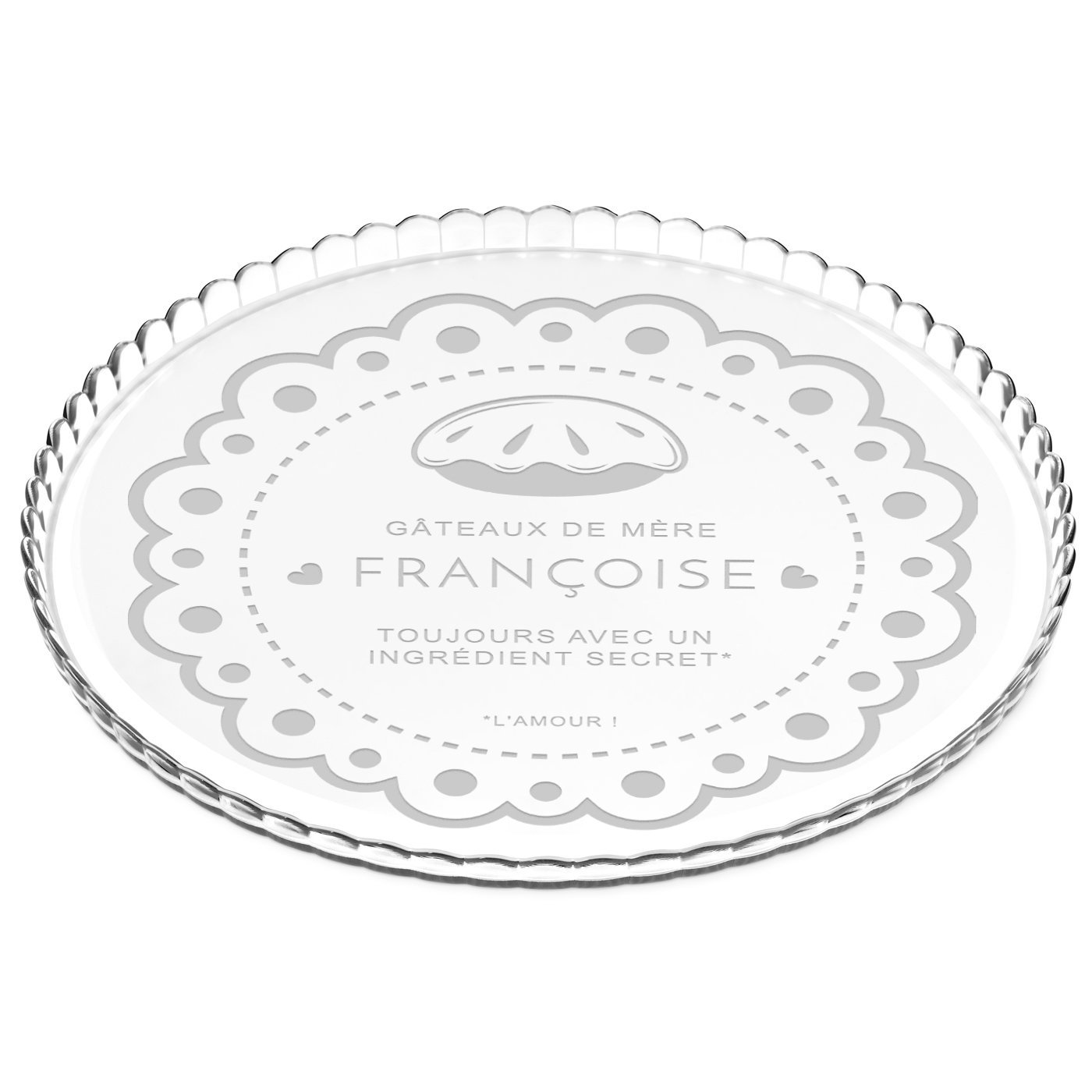 Présentoir à gâteau en verre personnalisé de Murrano pour l'anniversaire de maman