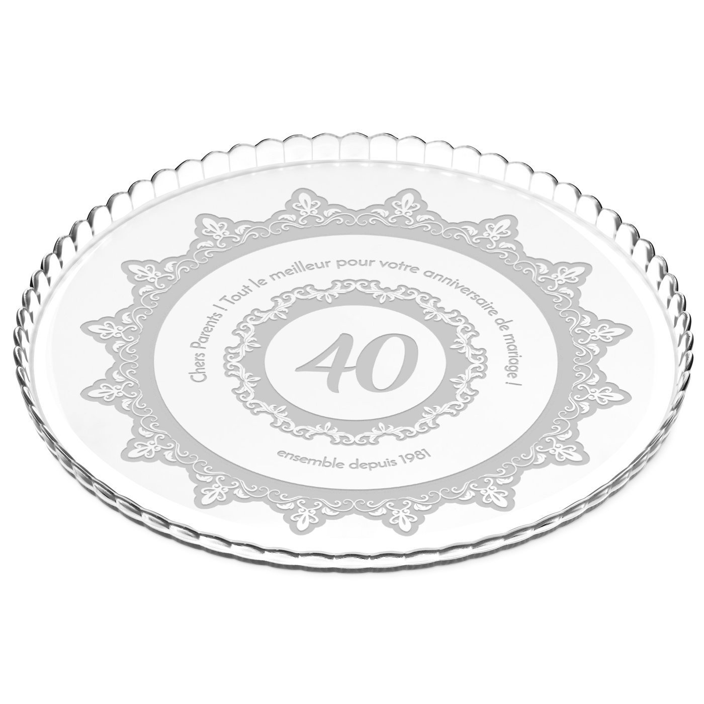 Soporte para pastel de vidrio personalizado Murrano para padres por 40 años de matrimonio
