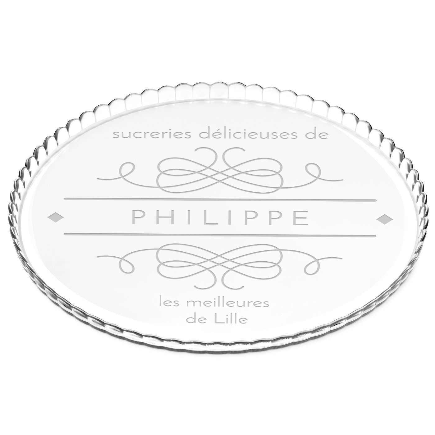 Présentoir à gâteau en verre personnalisé Murrano pour l'anniversaire d'un passionné de pâtisserie