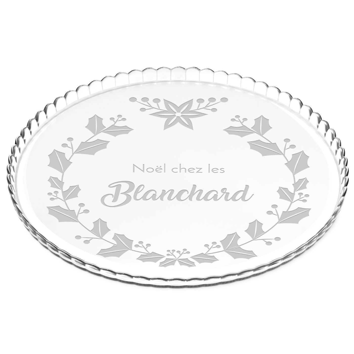 Soporte para pastel de vidrio Murrano con grabado para padres para Navidad
