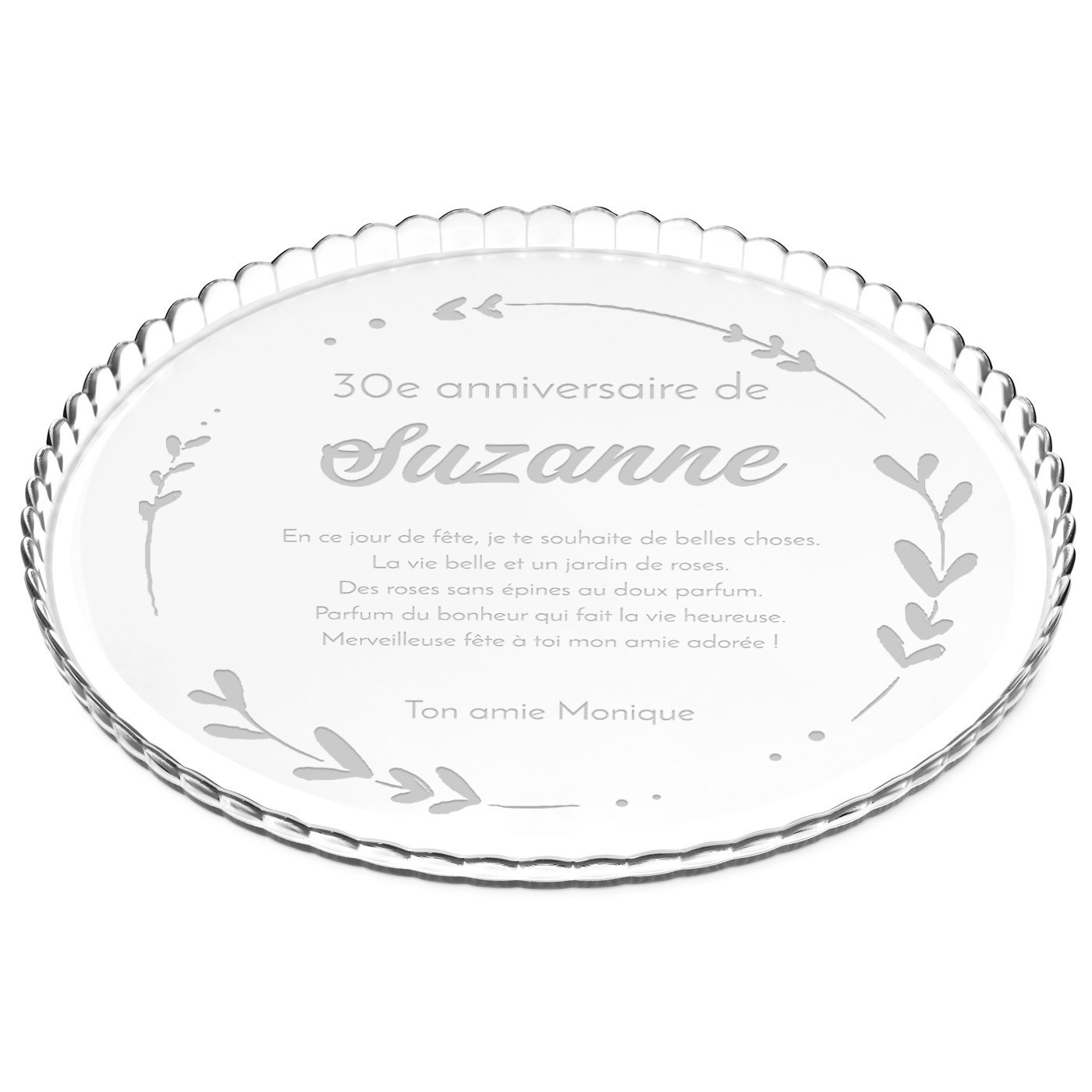 Présentoir à gâteau en verre personnalisé Murrano pour un cadeau d'anniversaire original