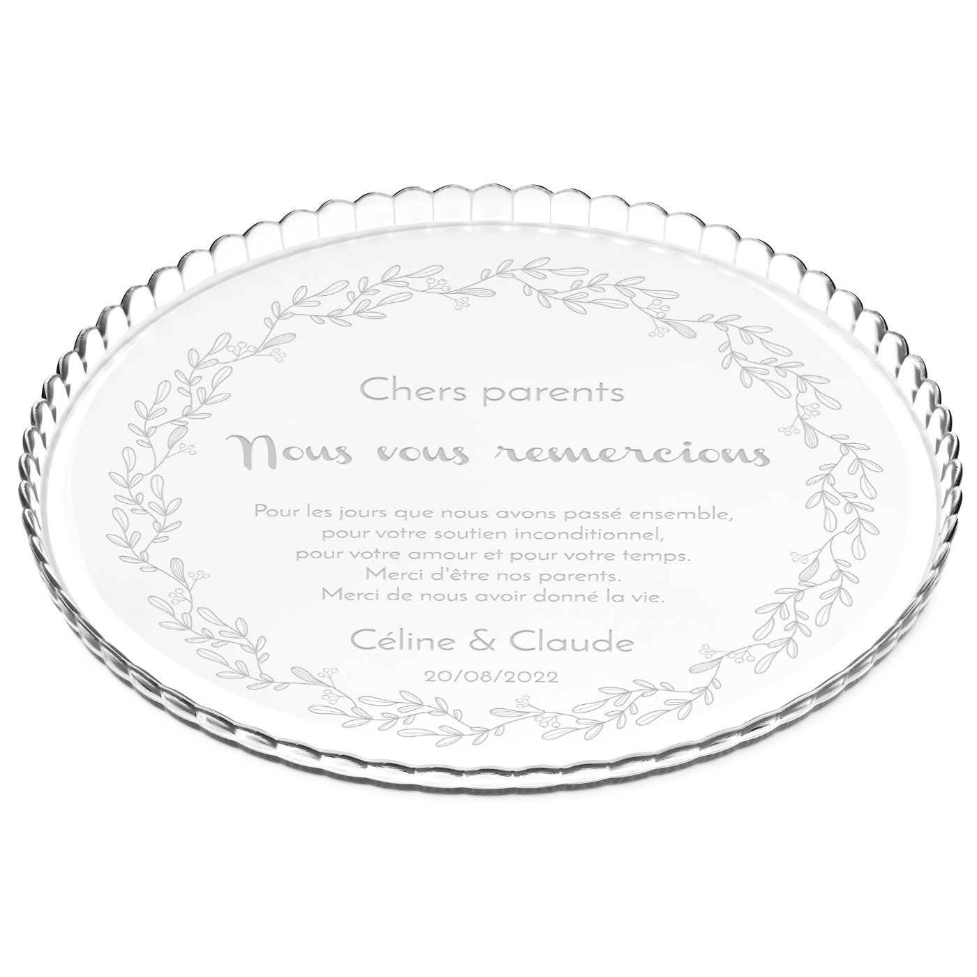 Murrano Glass Cake Stand with Engraving for Parents