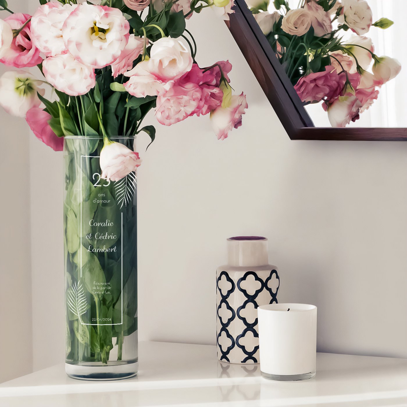 Murrano Silver Wedding Vase with Personalized Engraving