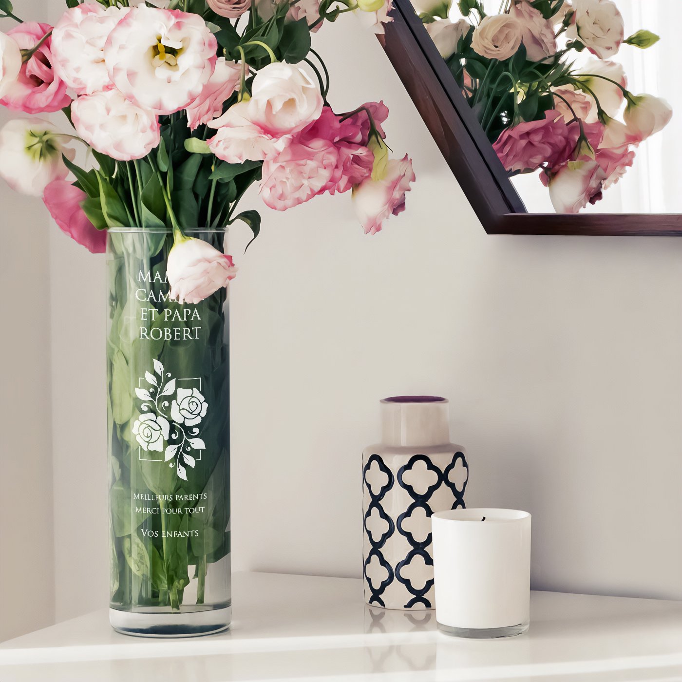 Vase en verre gravé Murrano pour parents - cadeau de remerciement de mariage