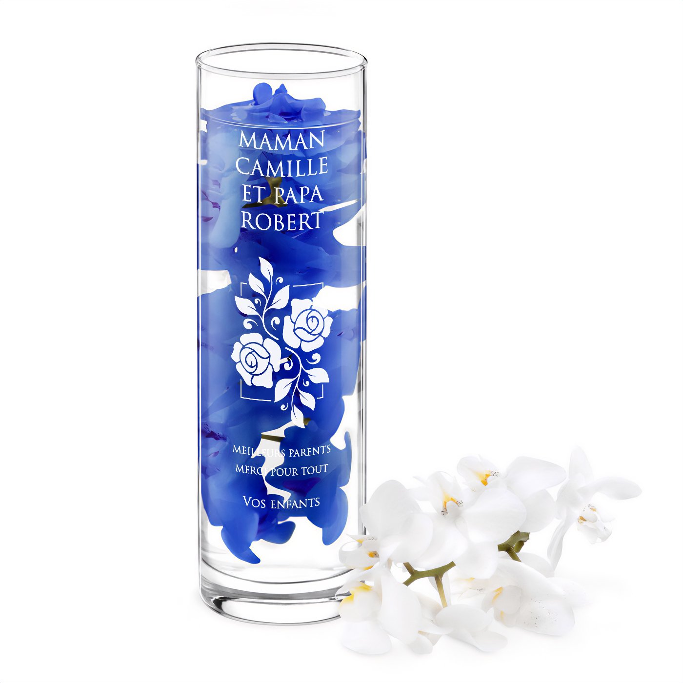 Vaso de vidrio grabado Murrano para padres - regalo de agradecimiento de boda