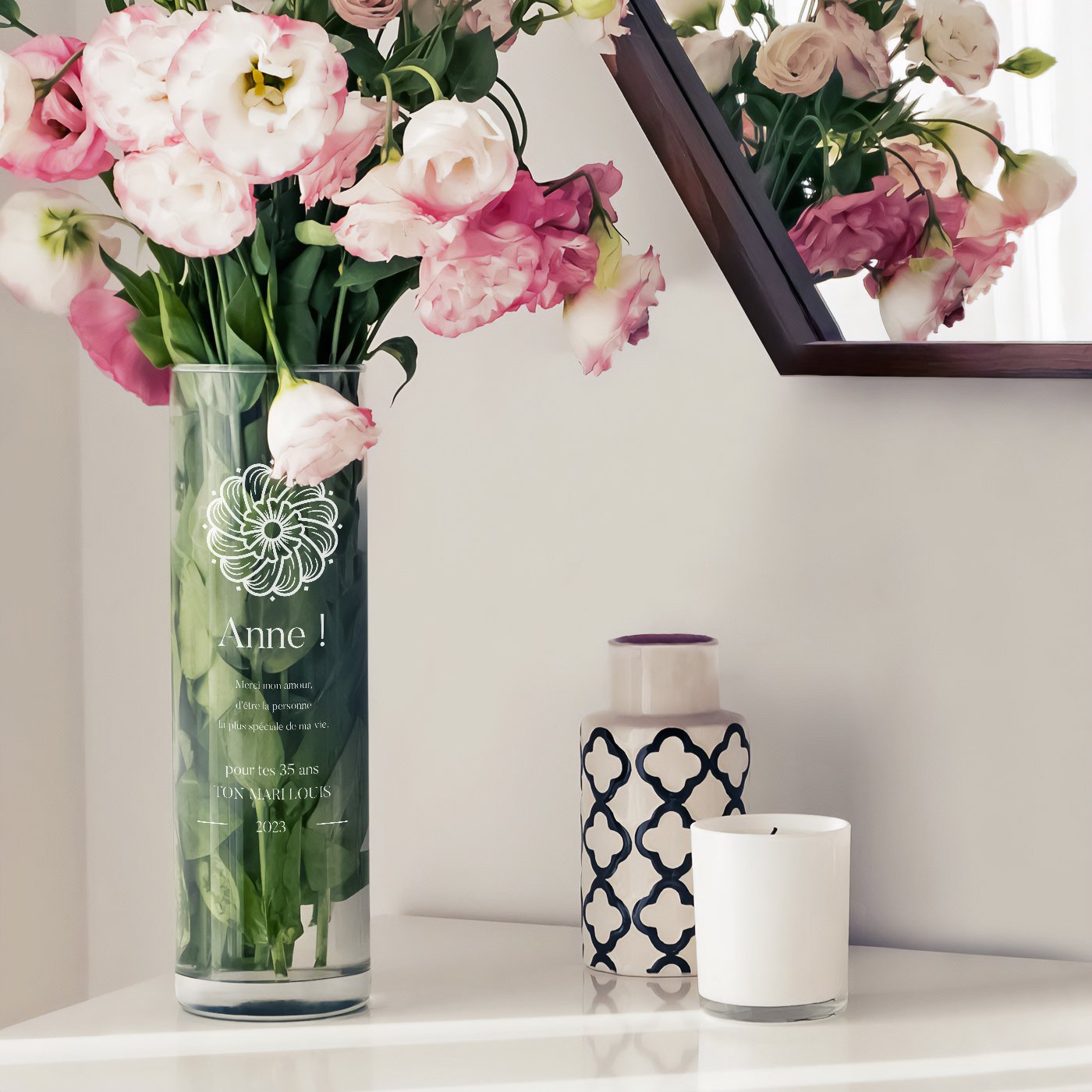 Murrano Personalized Glass Vase for Her 35th Birthday