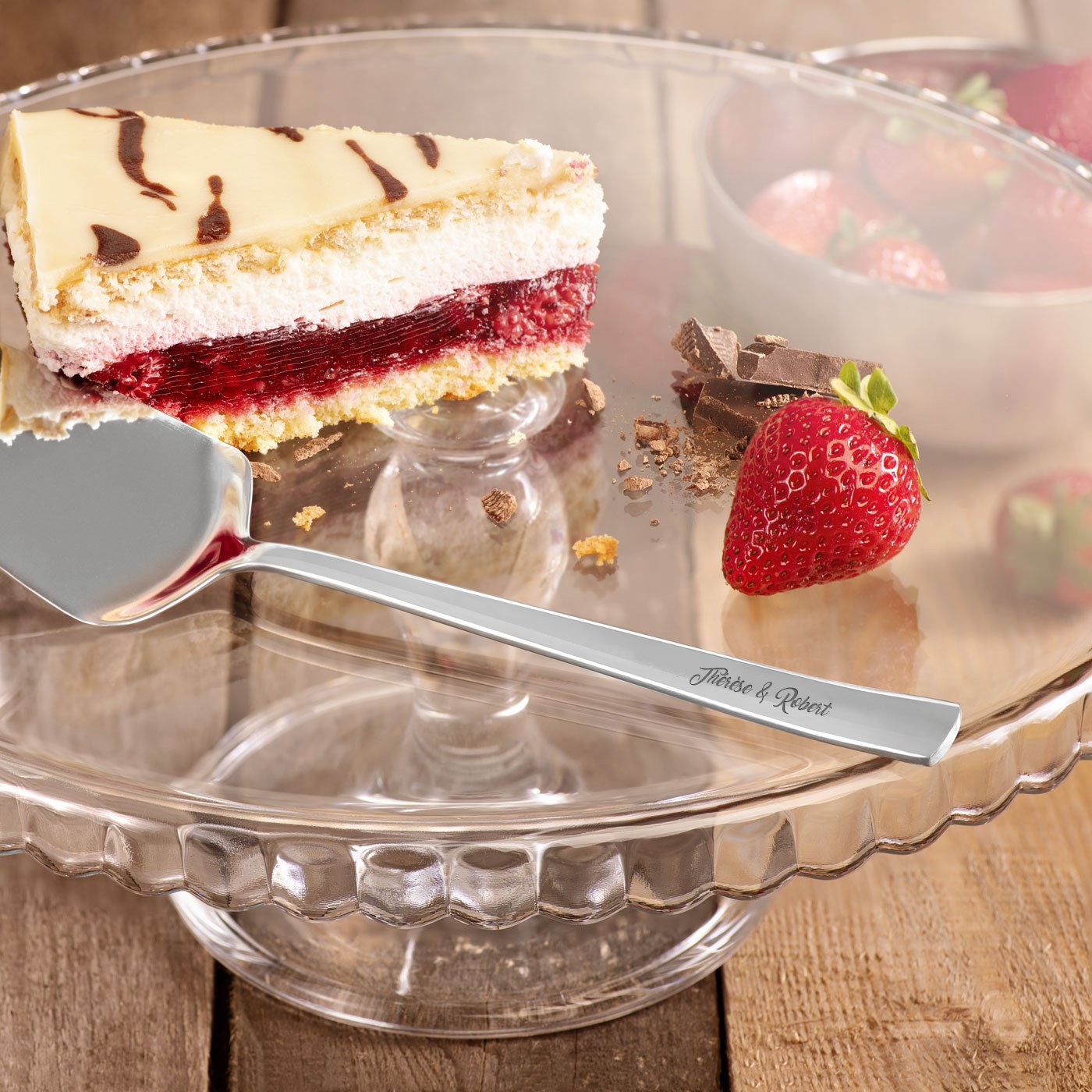 Murrano Personalized Tart Server for Her and Him for Wedding