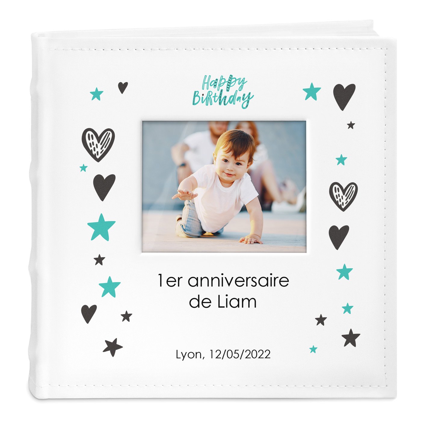 Album photo personnalisé Murrano pour le premier anniversaire d'un garçon