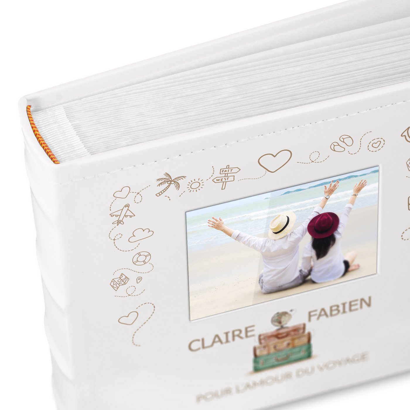 Murrano Photo Album with Picture Window and Custom Print for Traveling Couples or Wedding Reminiscences