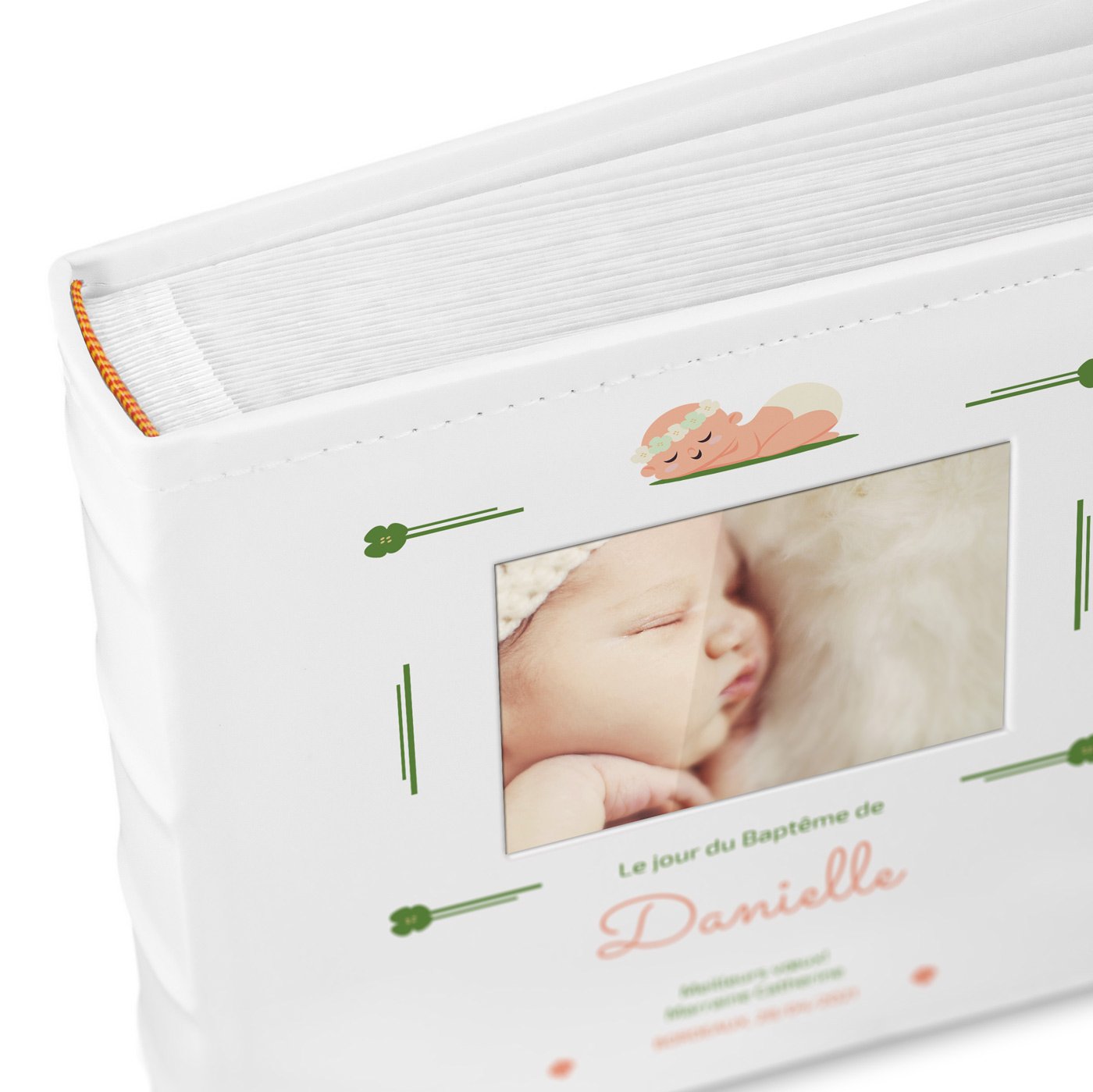 Murrano Photo Album with Picture Window and Custom Print for Baptism - For Girls