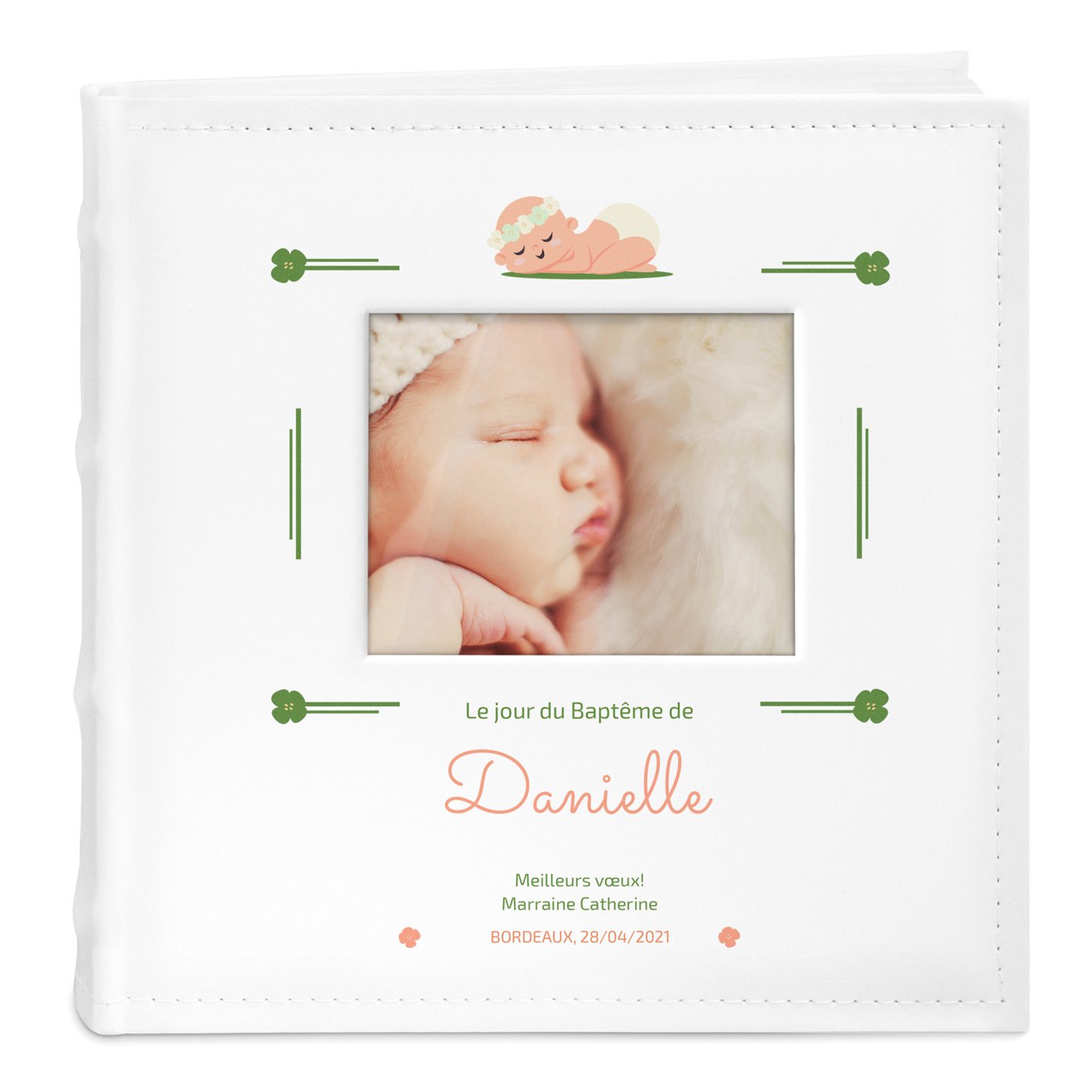 Murrano Photo Album with Picture Window and Custom Print for Baptism - For Girls