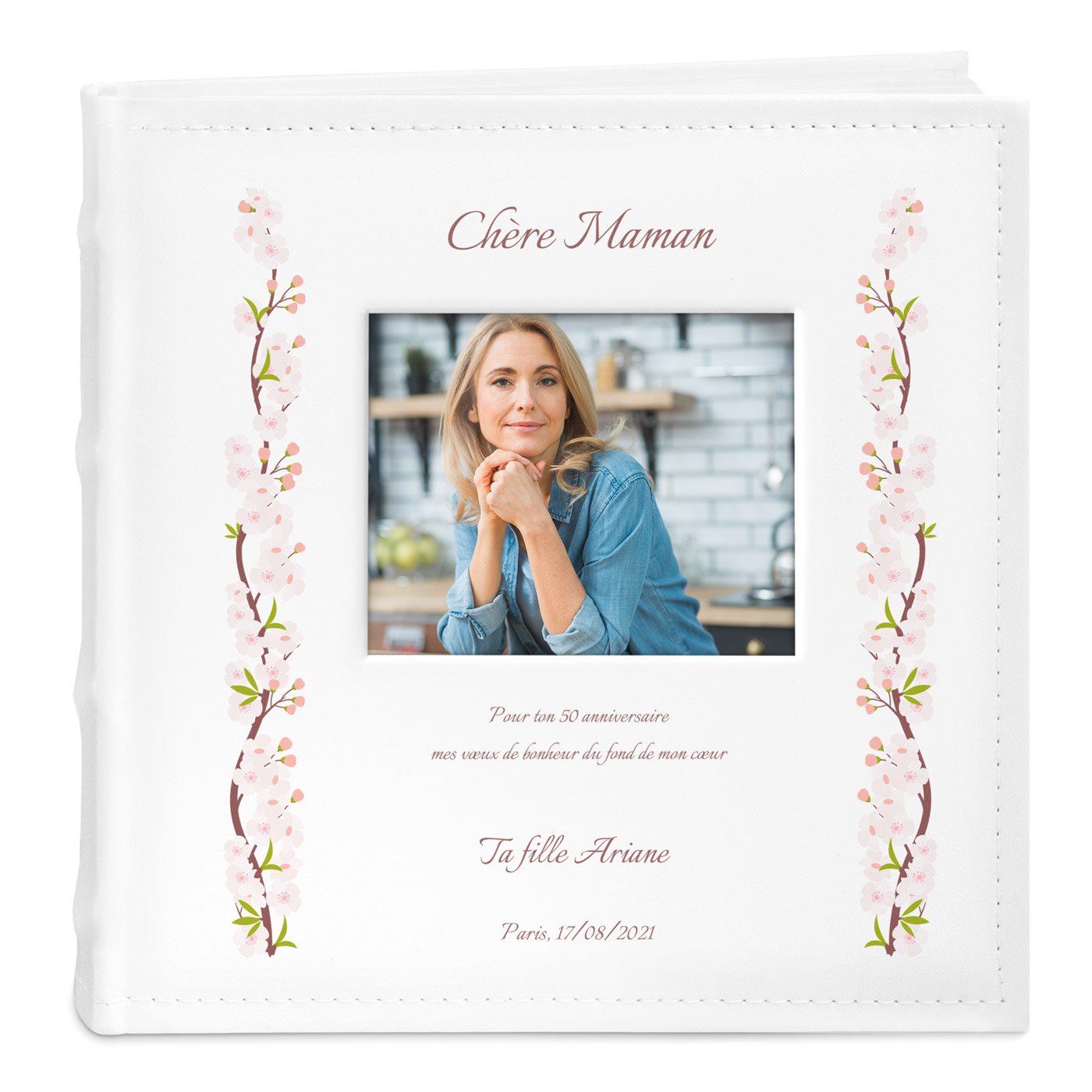 Murrano Photo Album with Picture Window and Custom Print for Mom's 50th Anniversary