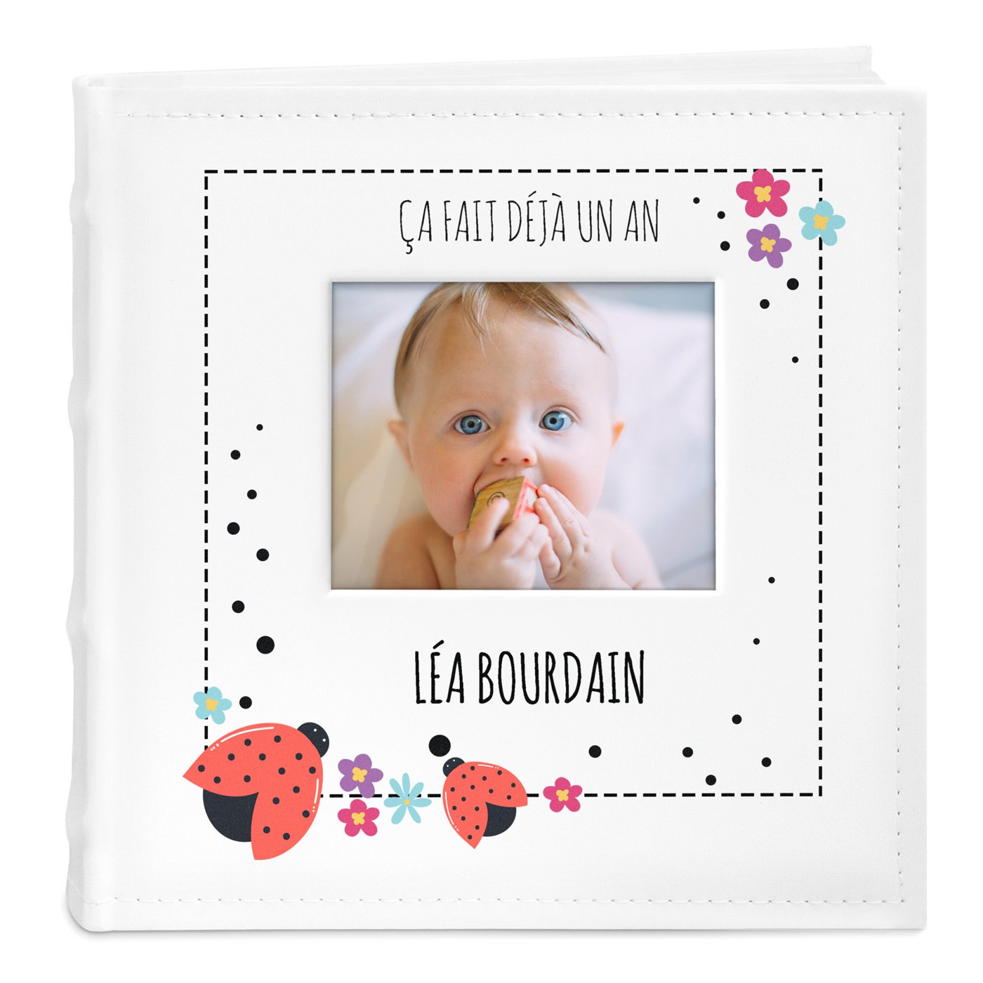 Murrano Photo Album with Picture Window and Custom Print for 1-Year-Old Girl