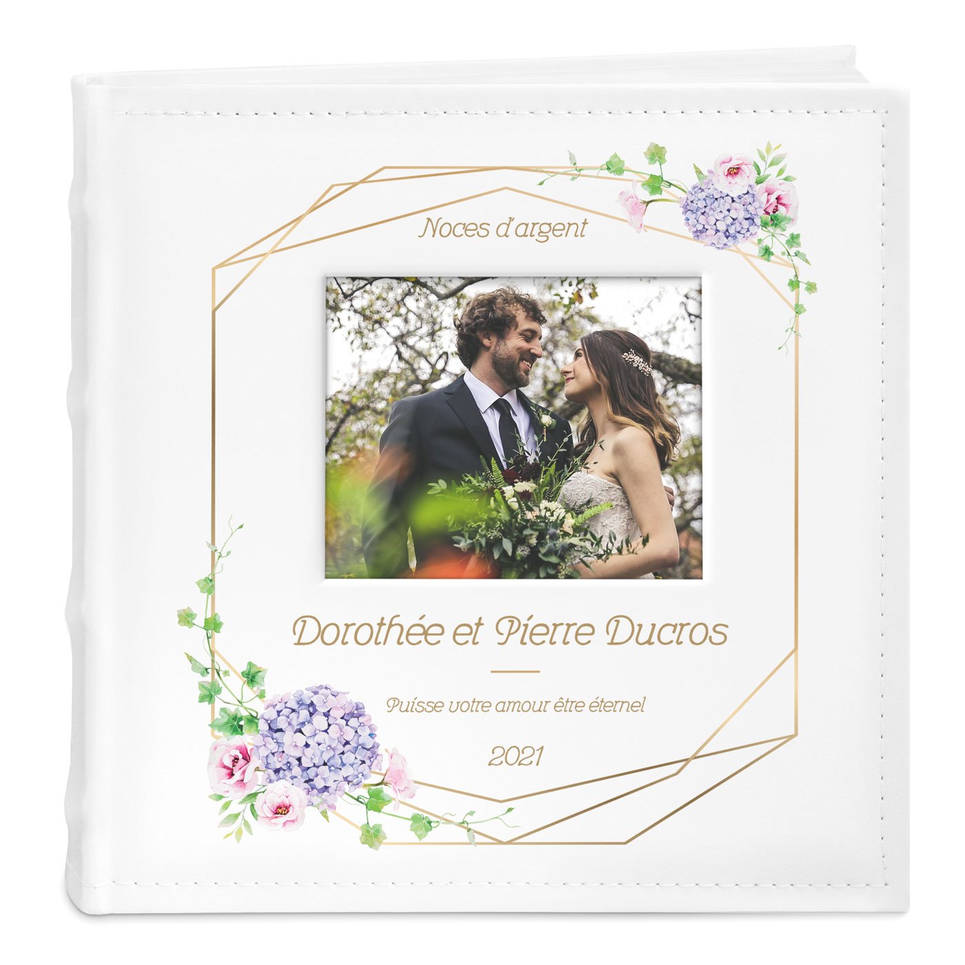 Álbum de fotos Murrano con ventana y impresión personalizada para el 25º aniversario de matrimonio de sus padres