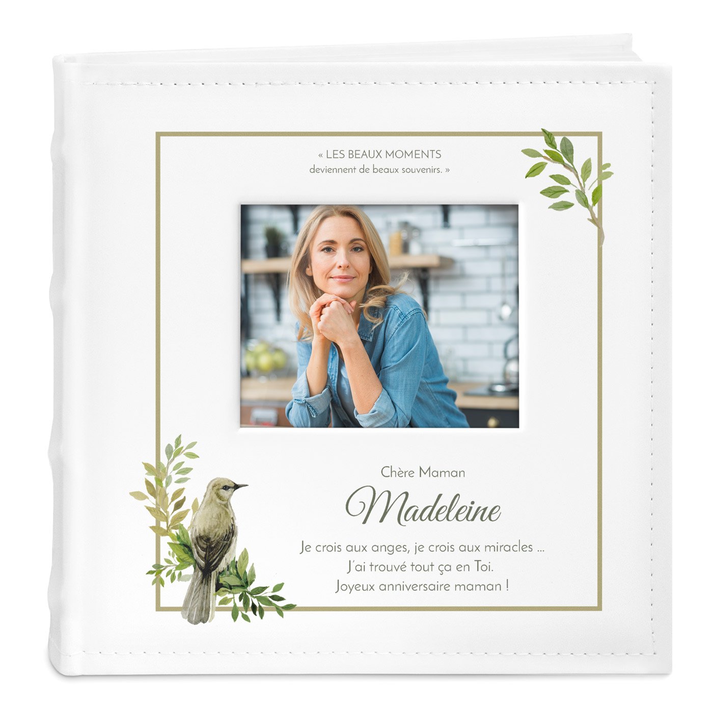 Álbum de fotos Murrano con ventana y impresión personalizada para el cumpleaños número 40 de mamá