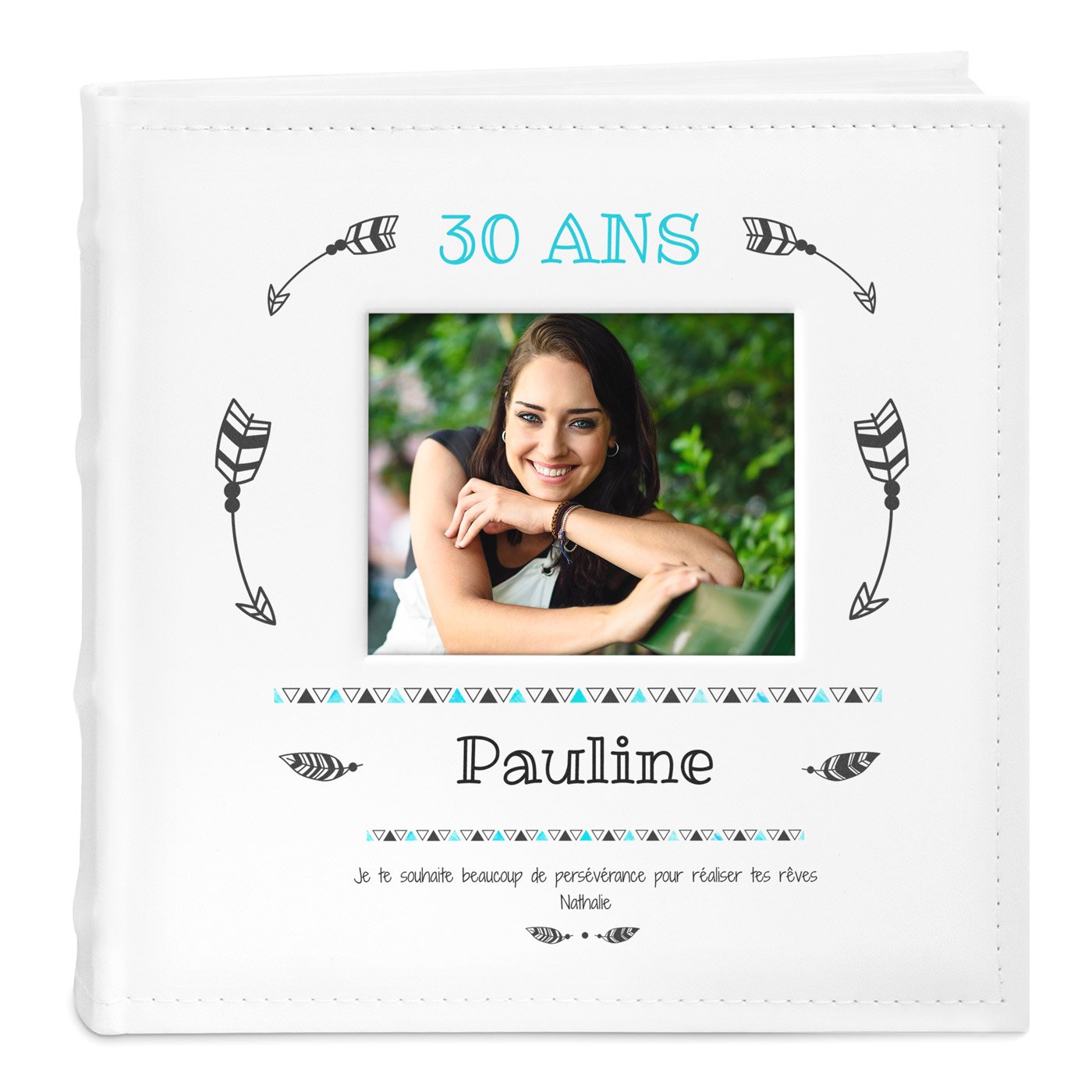 Murrano Photo Album with Picture Window and Custom Print for 30th Birthday Friend