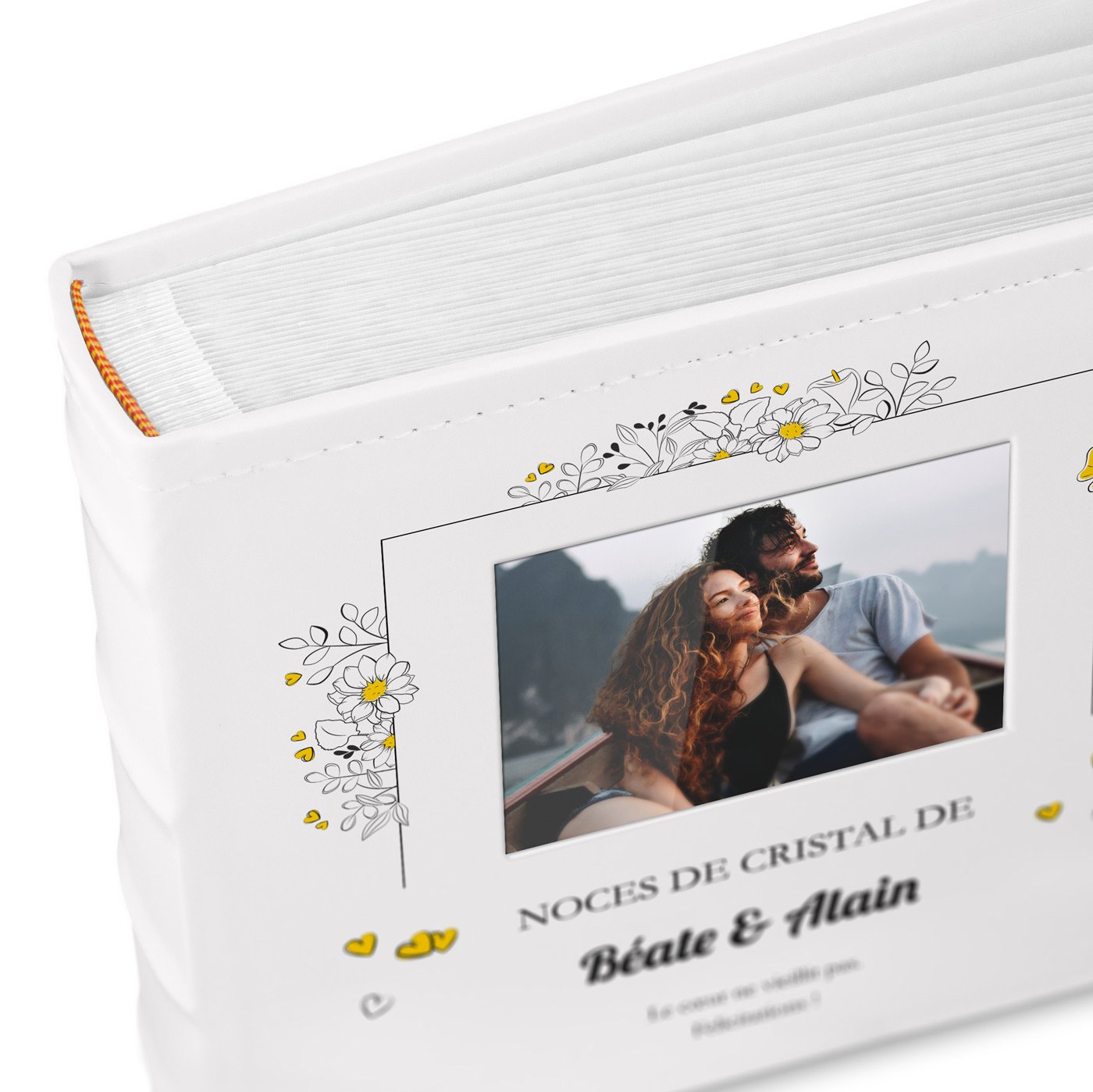 Murrano Photo Album with Picture Window and Custom Print for Couple 15th Anniversary