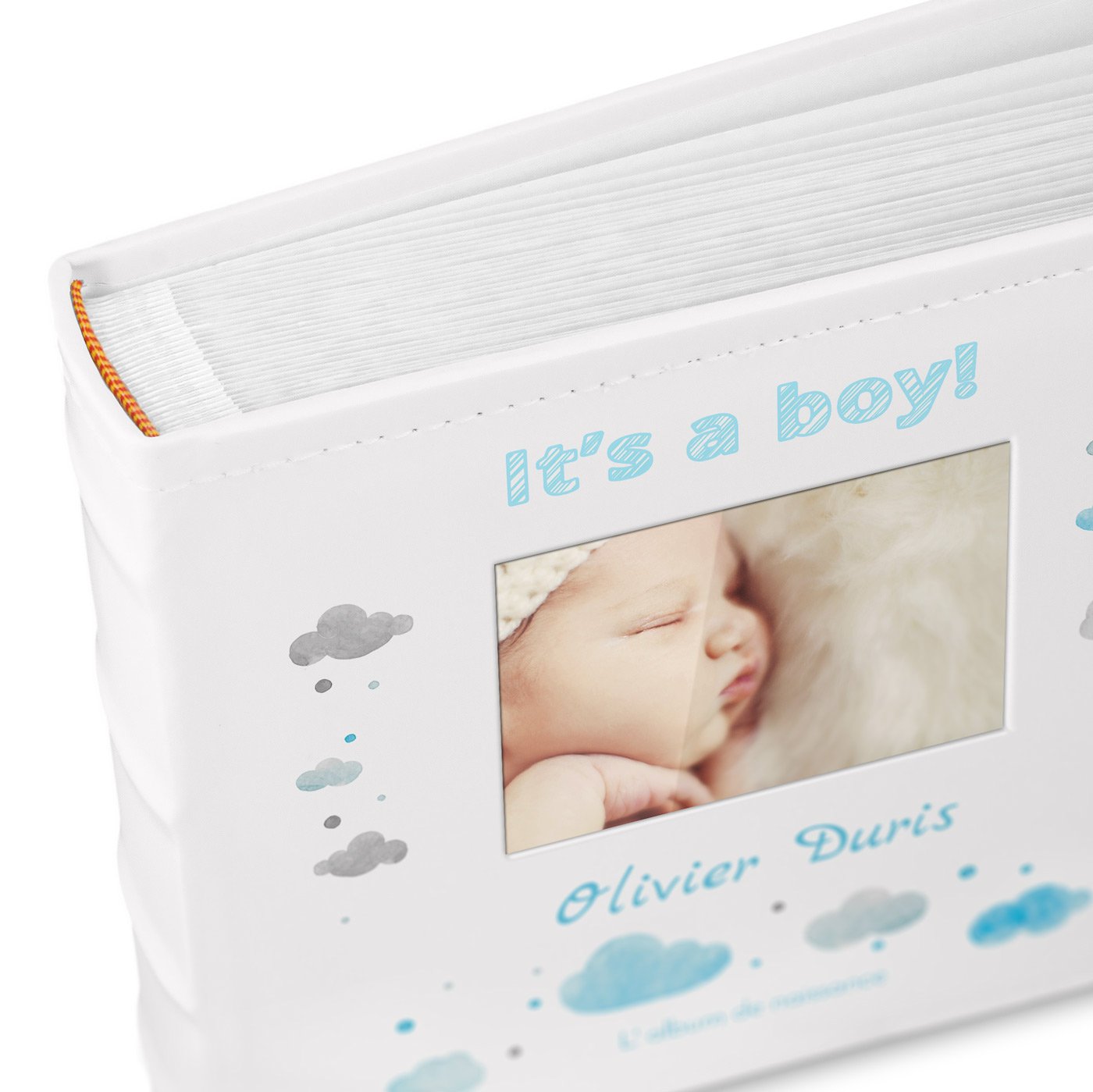 Murrano Photo Album with Picture Window and Custom Print for Boy's Birthday