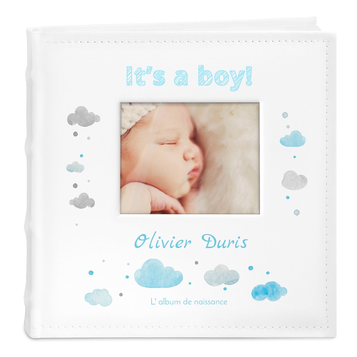 Murrano Photo Album with Picture Window and Custom Print for Boy's Birthday