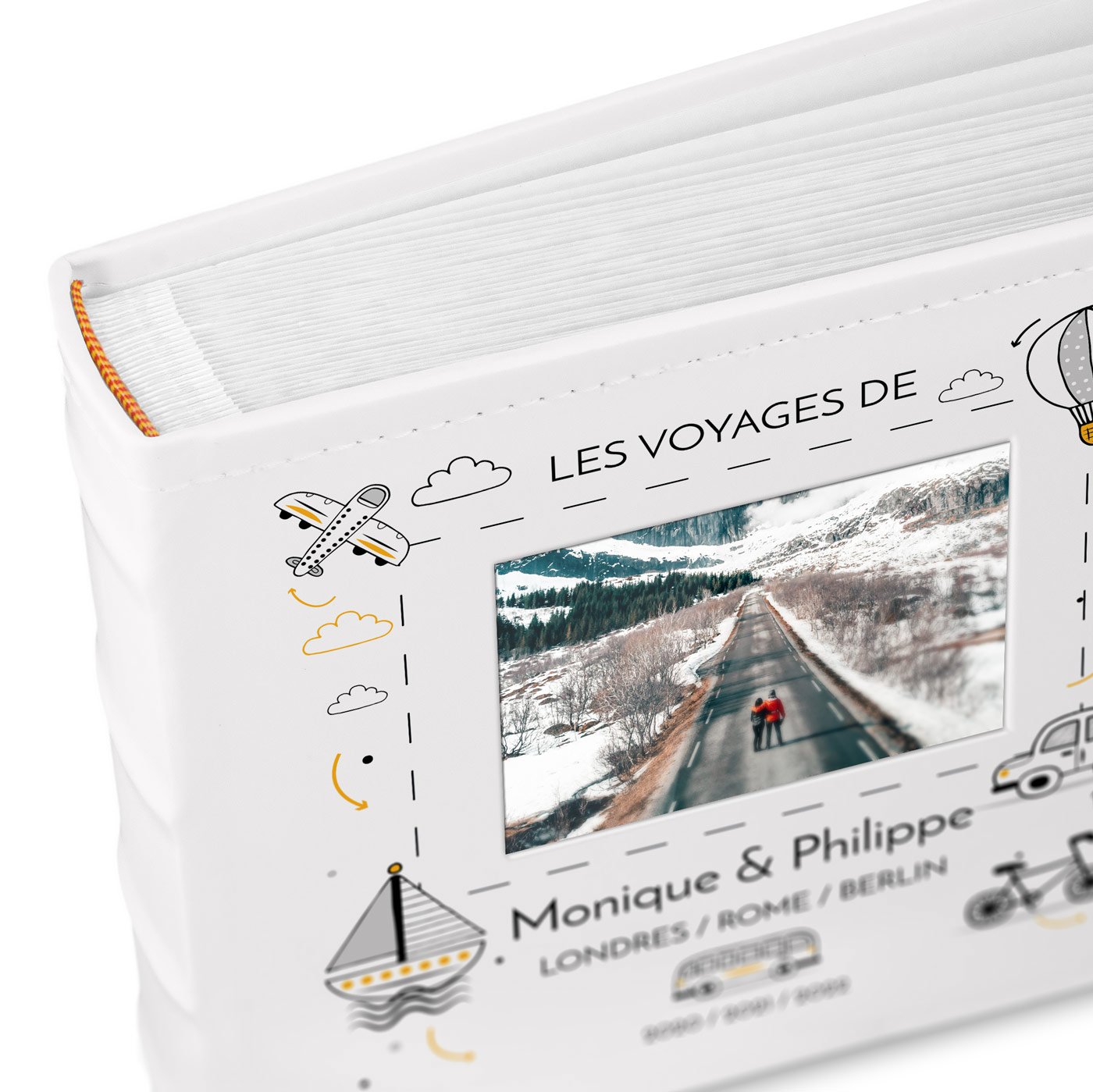 Murrano Photo Album with Picture Window and Custom Print for Adventure Couples