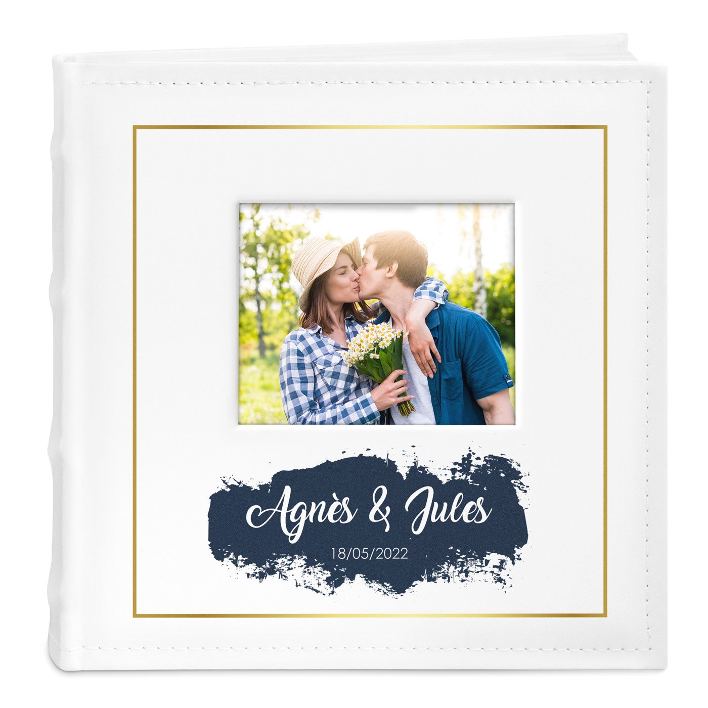 Murrano Photo Album with Picture Window and Custom Print for Couple Wedding Anniversary
