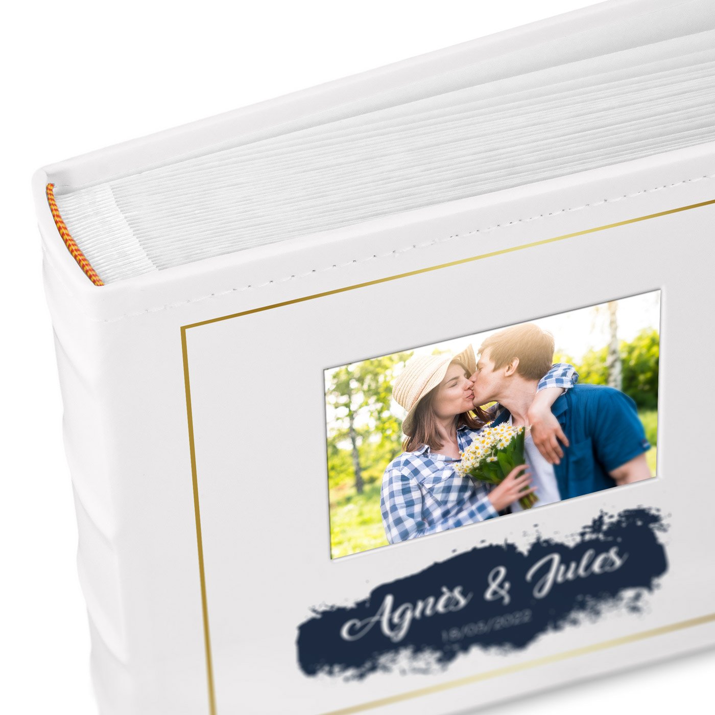 Murrano Photo Album with Picture Window and Custom Print for Couple Wedding Anniversary