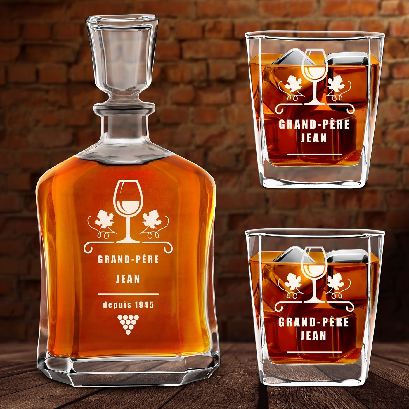 Set de decantador de whisky Murrano con vasos personalizados
