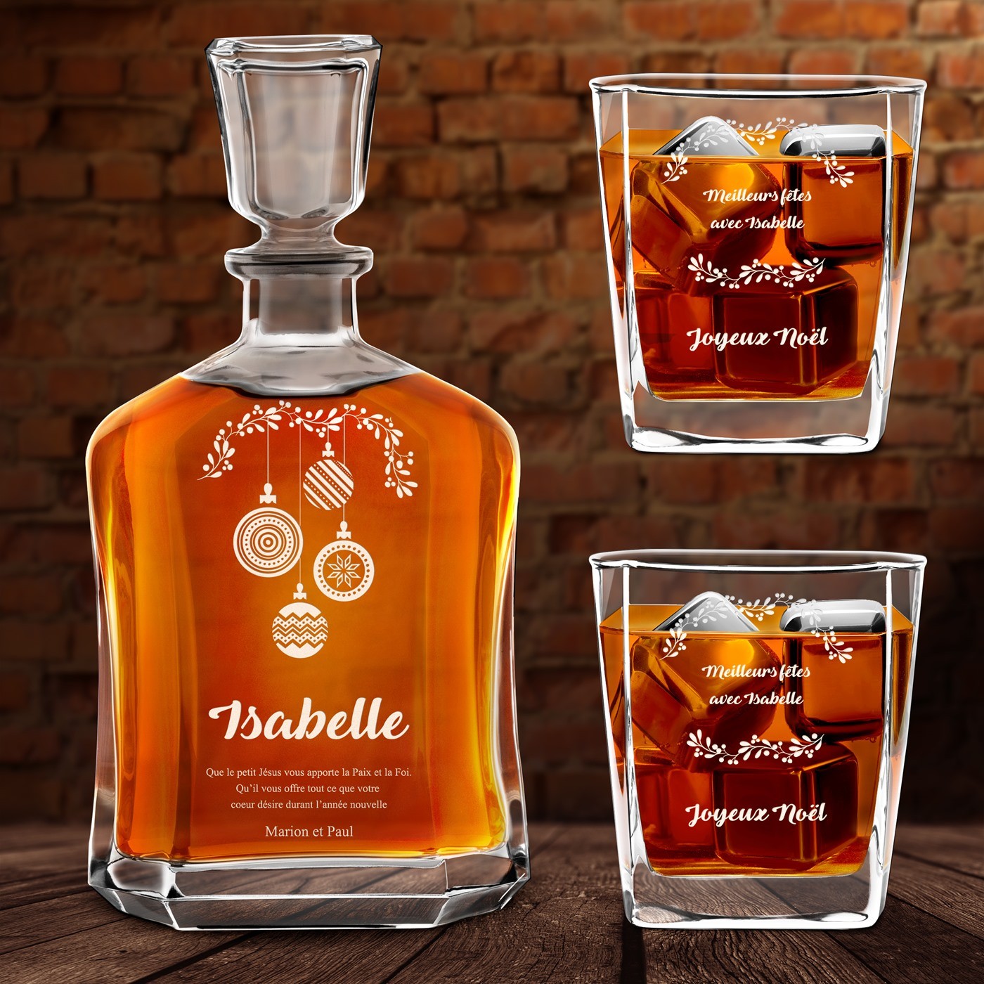 Set de decantador de whisky Murrano con vasos personalizados para ella
