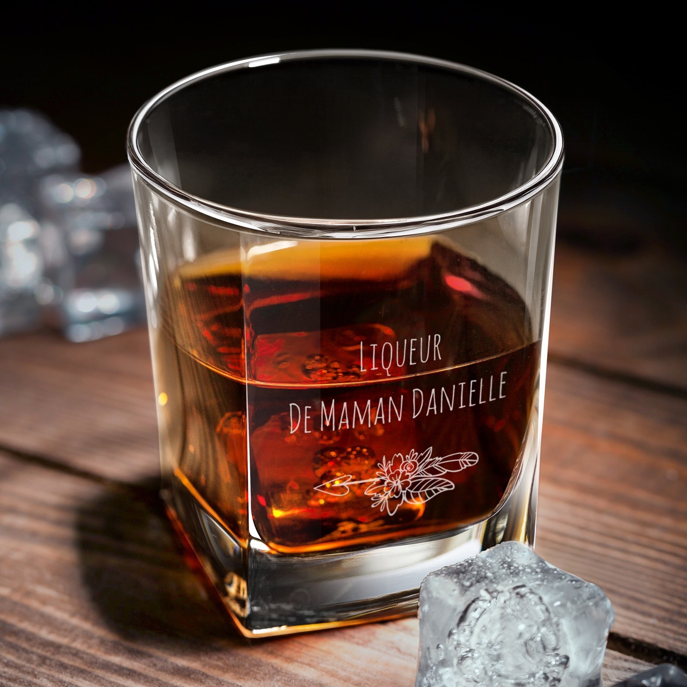 Set de decantador y vasos de whisky Murrano con grabado personalizado para mamá
