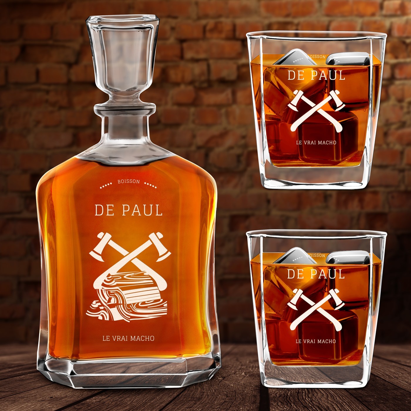 Set de decantador de whisky Murrano con grabado personalizado para hombre