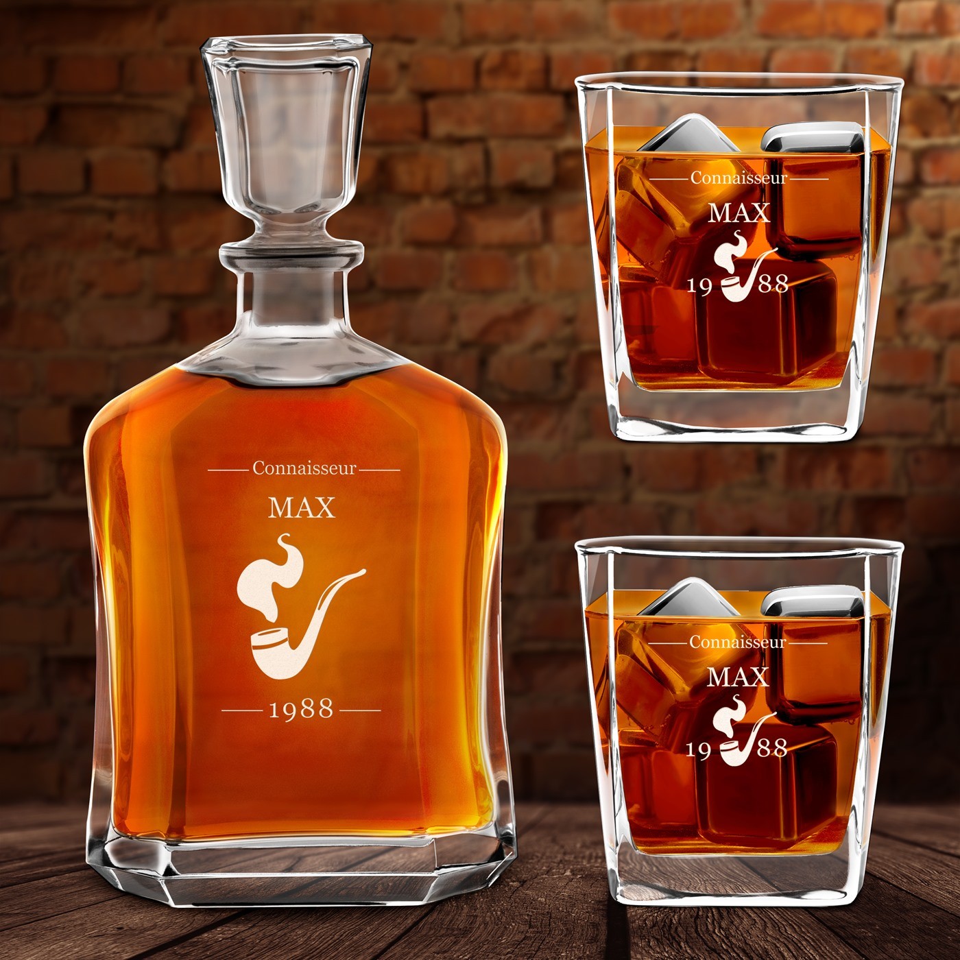 Set de decantador de whisky Murrano con vasos personalizados