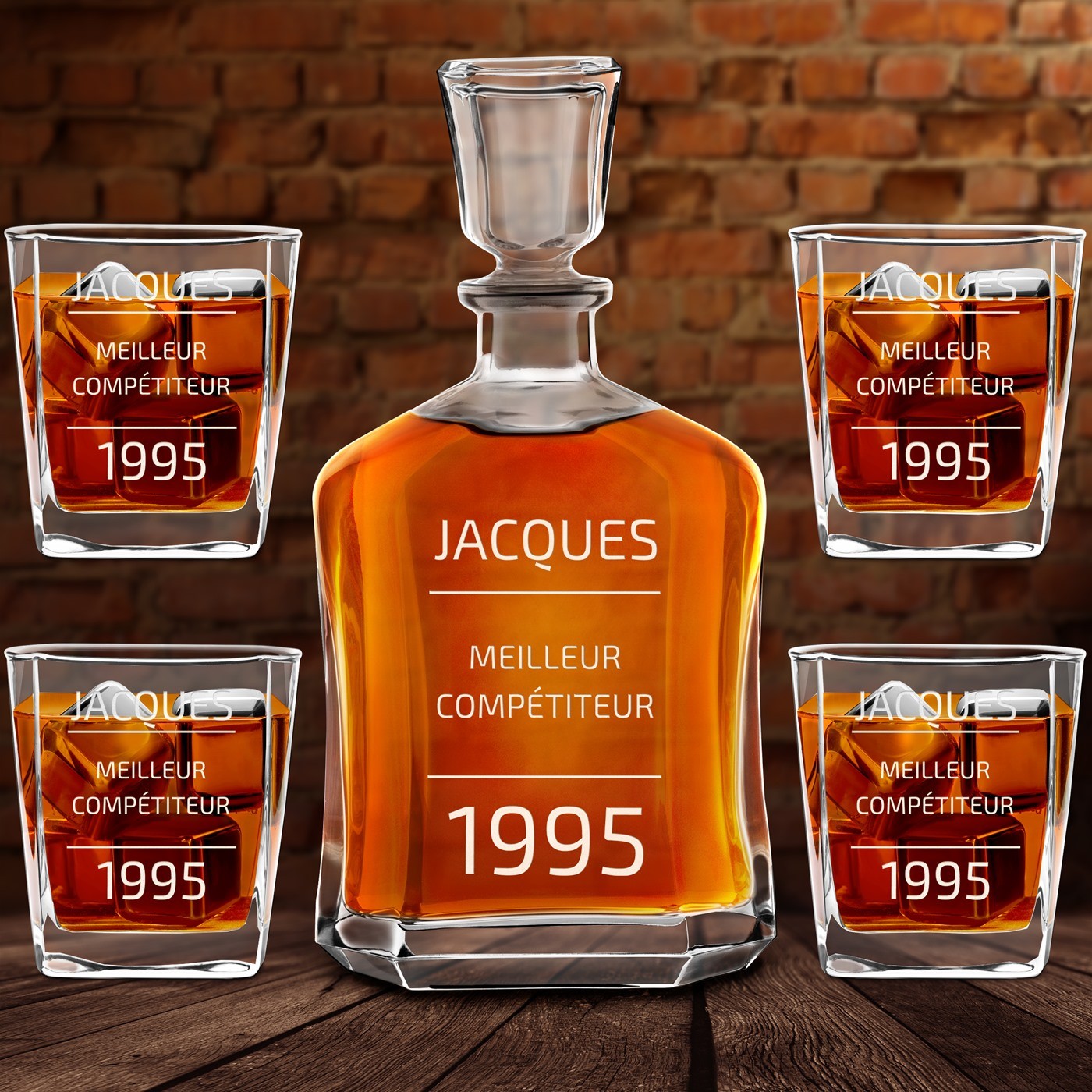Set de vasos de whisky Murrano con grabado personalizado para él