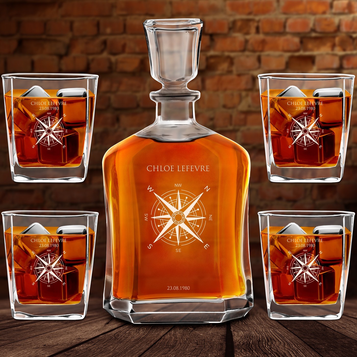 Set de Vasos de Whisky Murrano con Grabado Personalizado