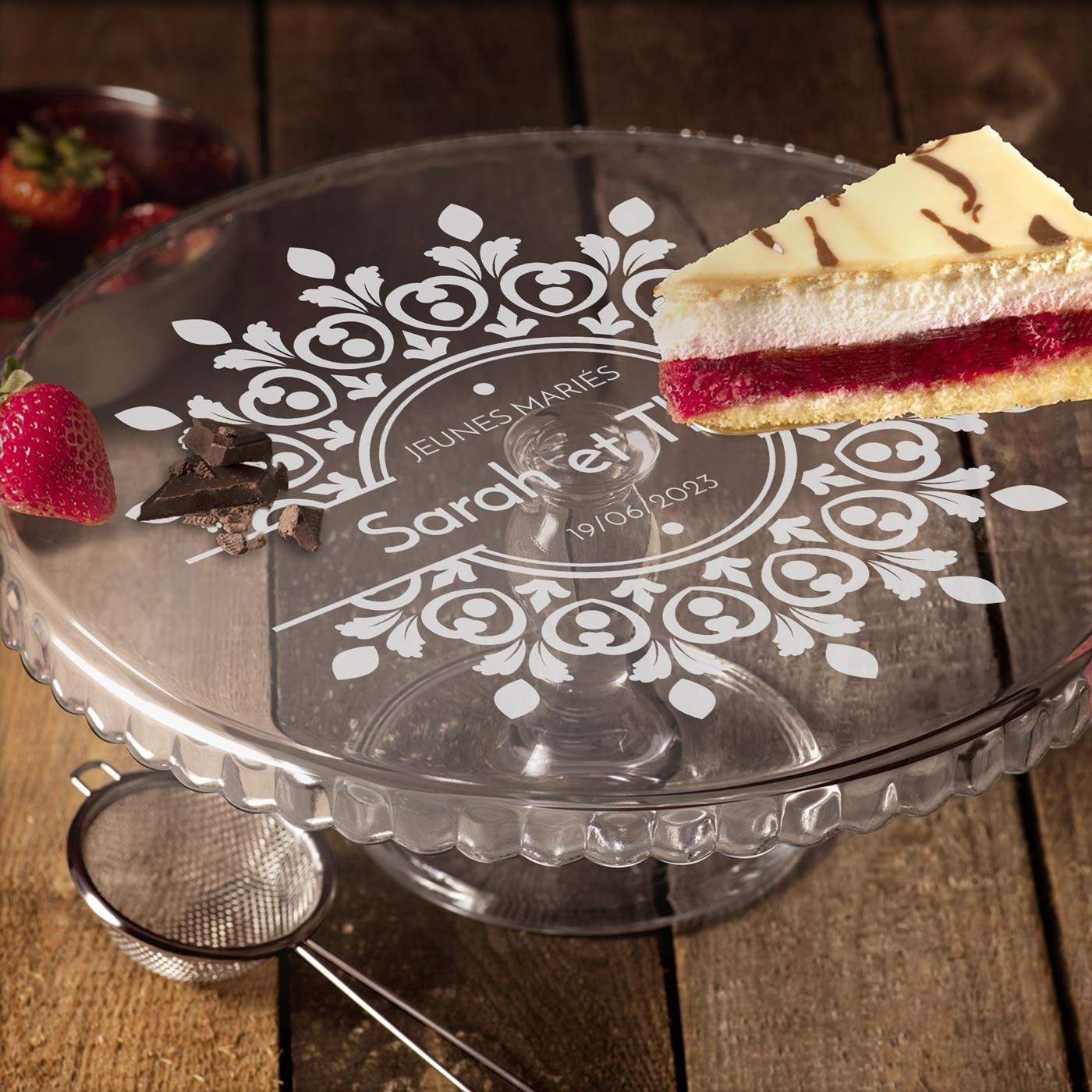 Murrano Glass Wedding Cake Stand with Engraving
