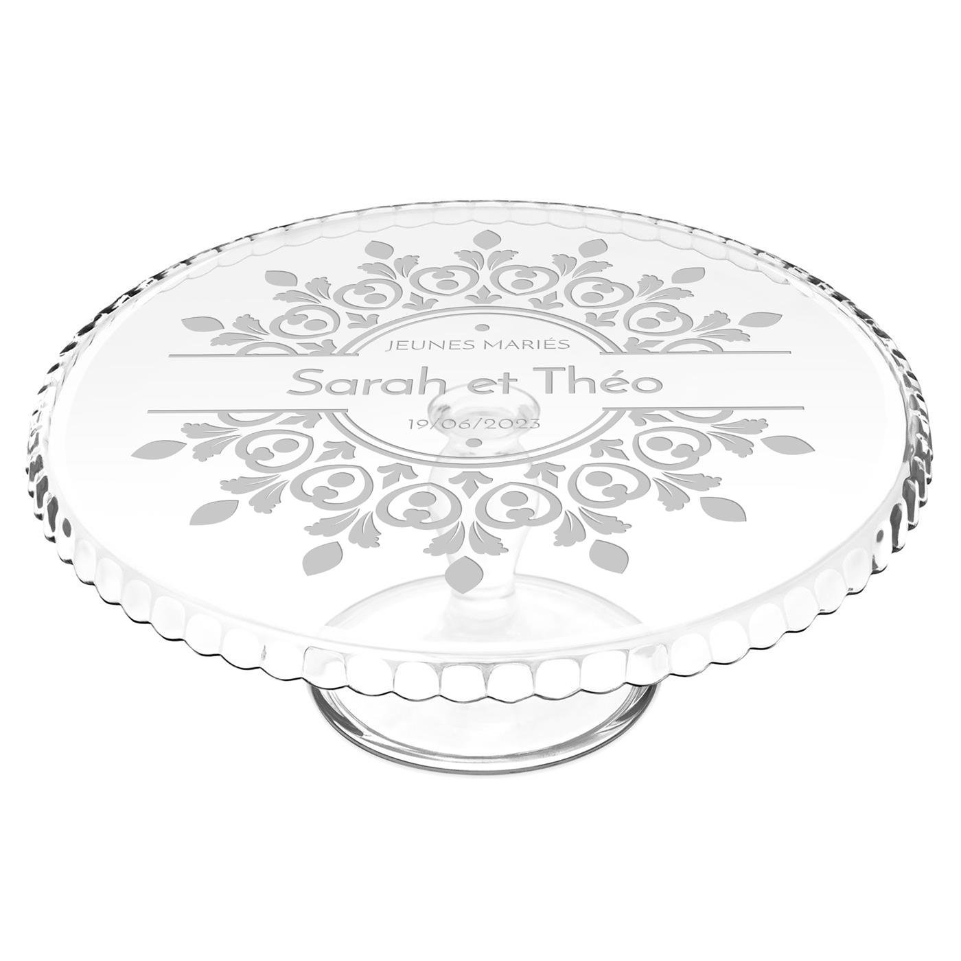 Murrano Glass Wedding Cake Stand with Engraving