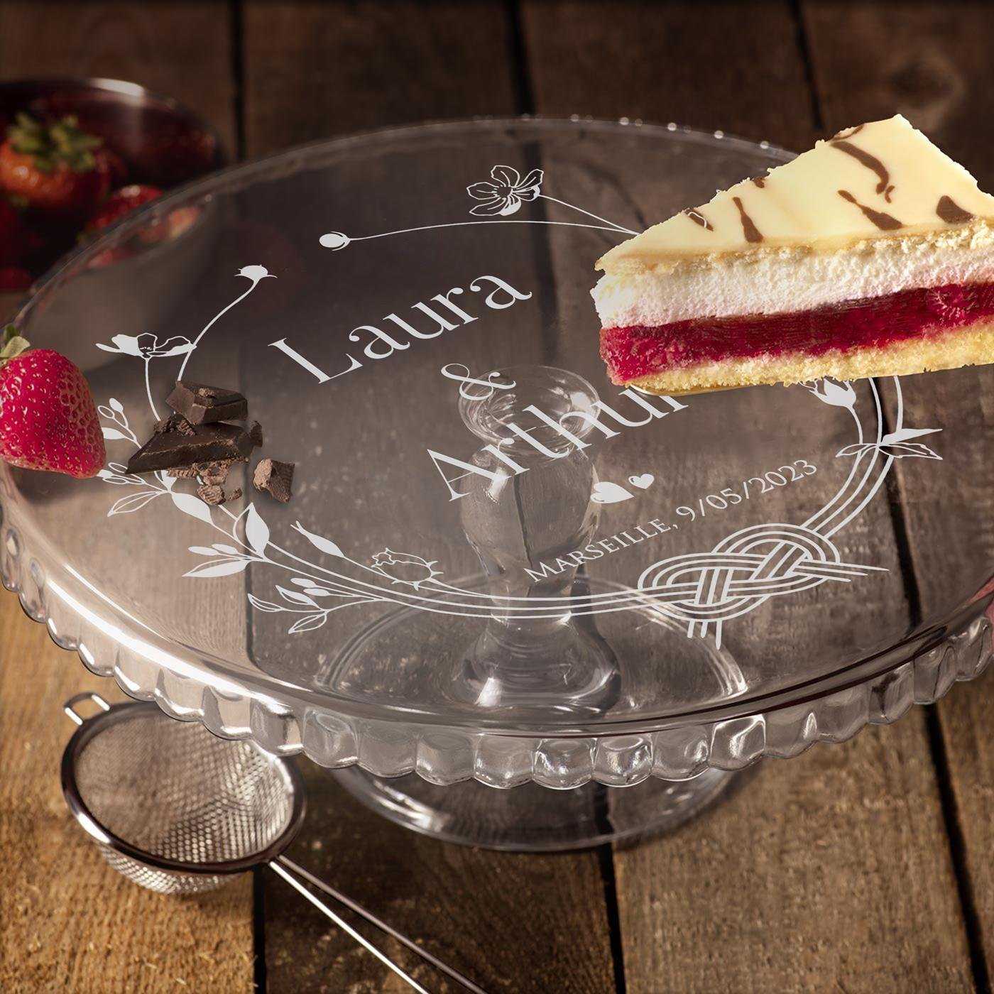 Murrano Customized Glass Cake Stand for a Couple's Housewarming