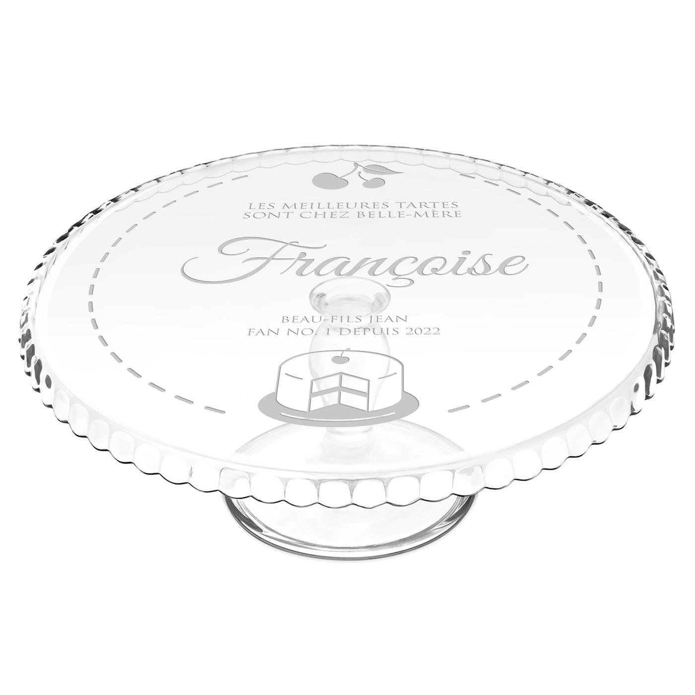 Murrano Glass Cake Stand with Custom Engraving for Mother-in-Law's Birthday