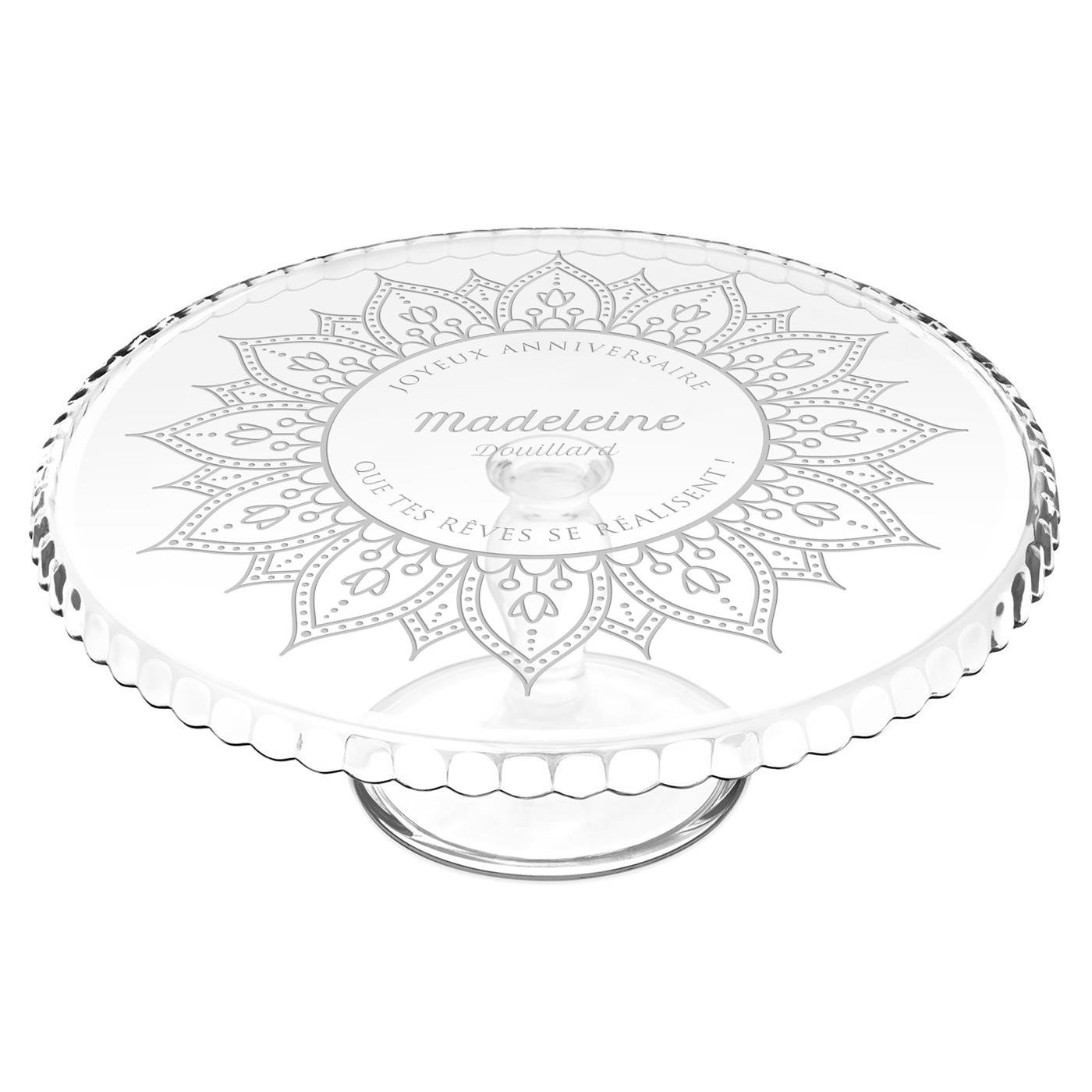 Murrano Personalized Glass Cake Stand with Foot