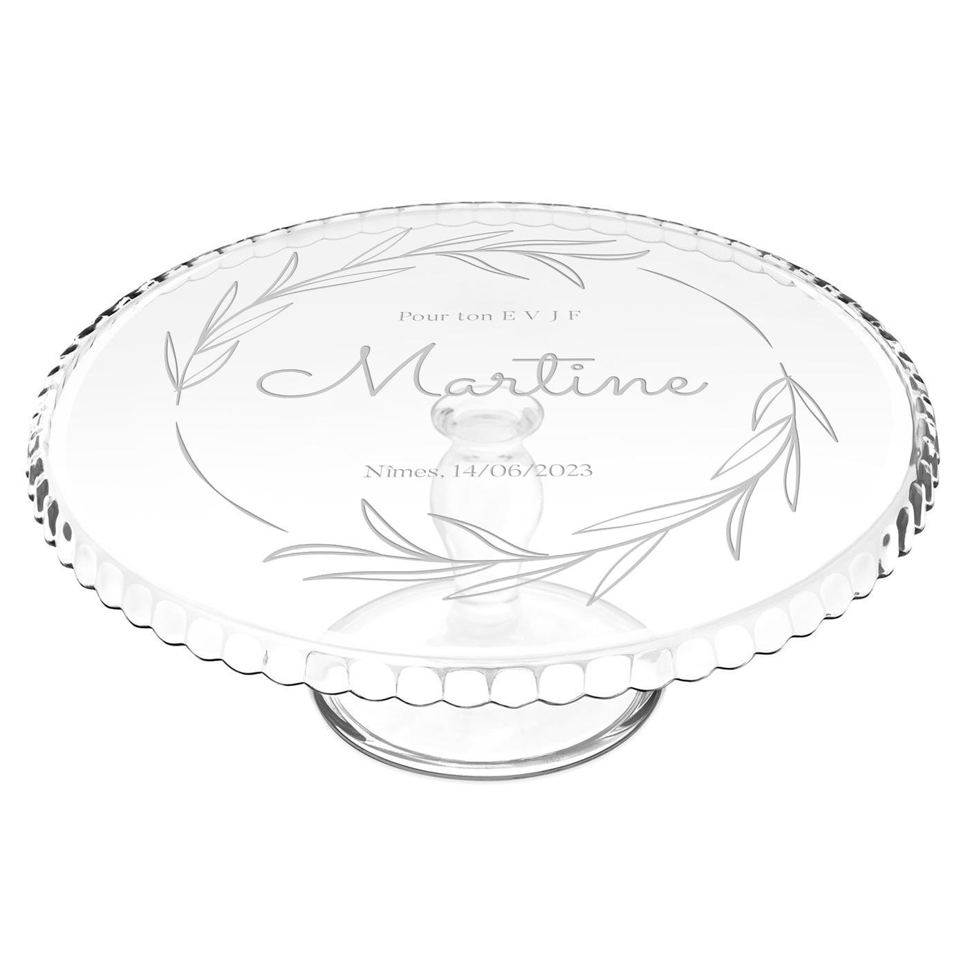 Murrano Glass Stand Cake Display with Custom Engraving
