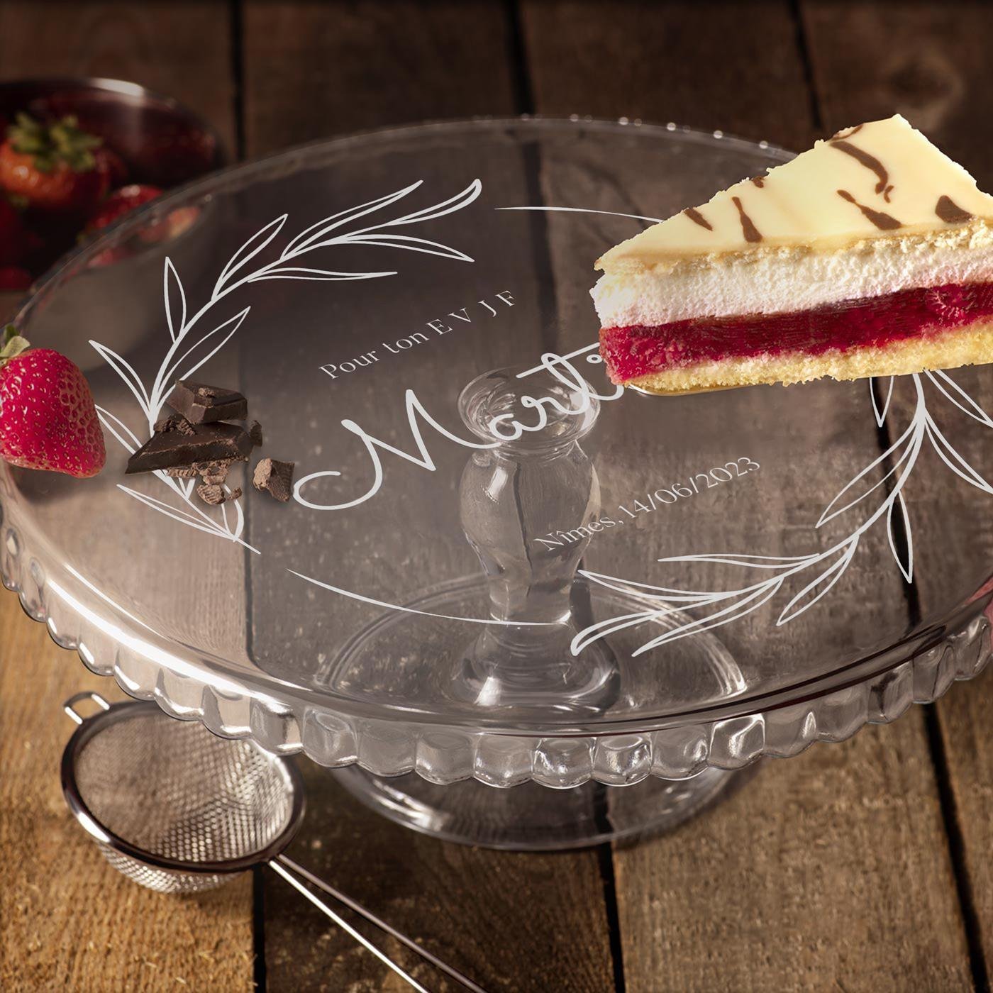 Murrano Glass Stand Cake Display with Custom Engraving