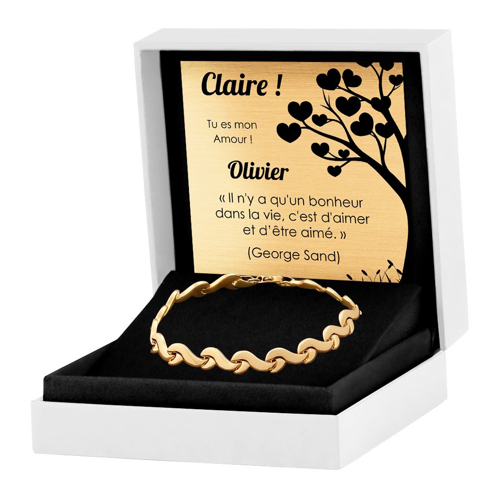Pulseras de oro de 8 quilates Murrano con grabado para la abuela
