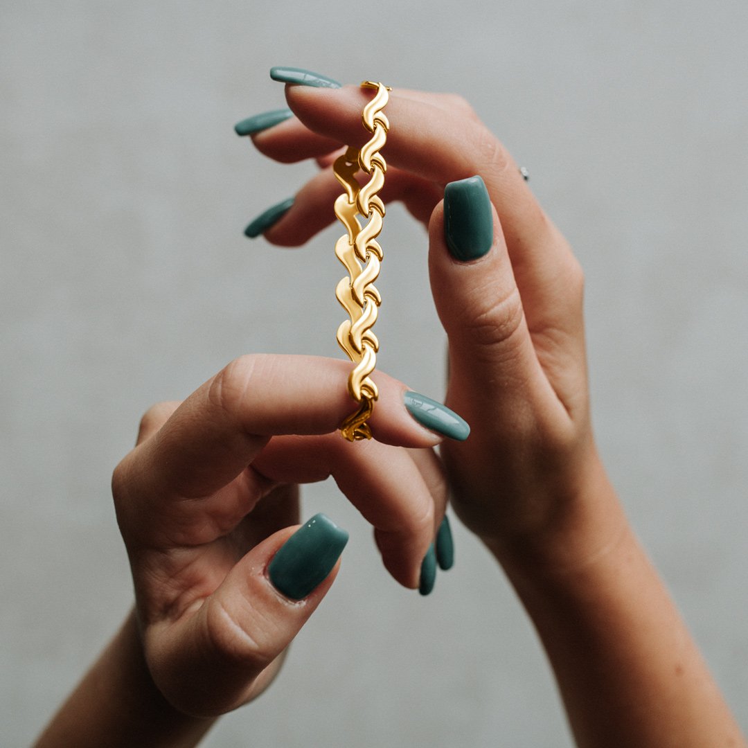 Pulseras de oro de 8 quilates Murrano con grabado para la abuela