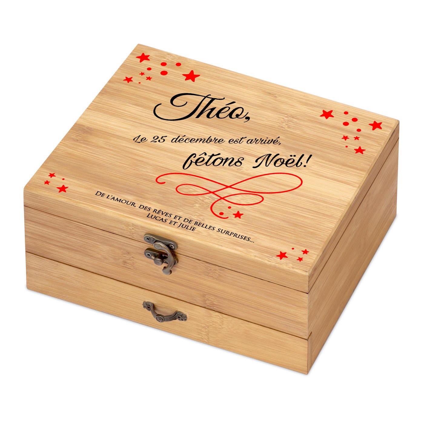 Murrano Wine Accessory Set with Bamboo Wood Box - Personalized Gift for Him