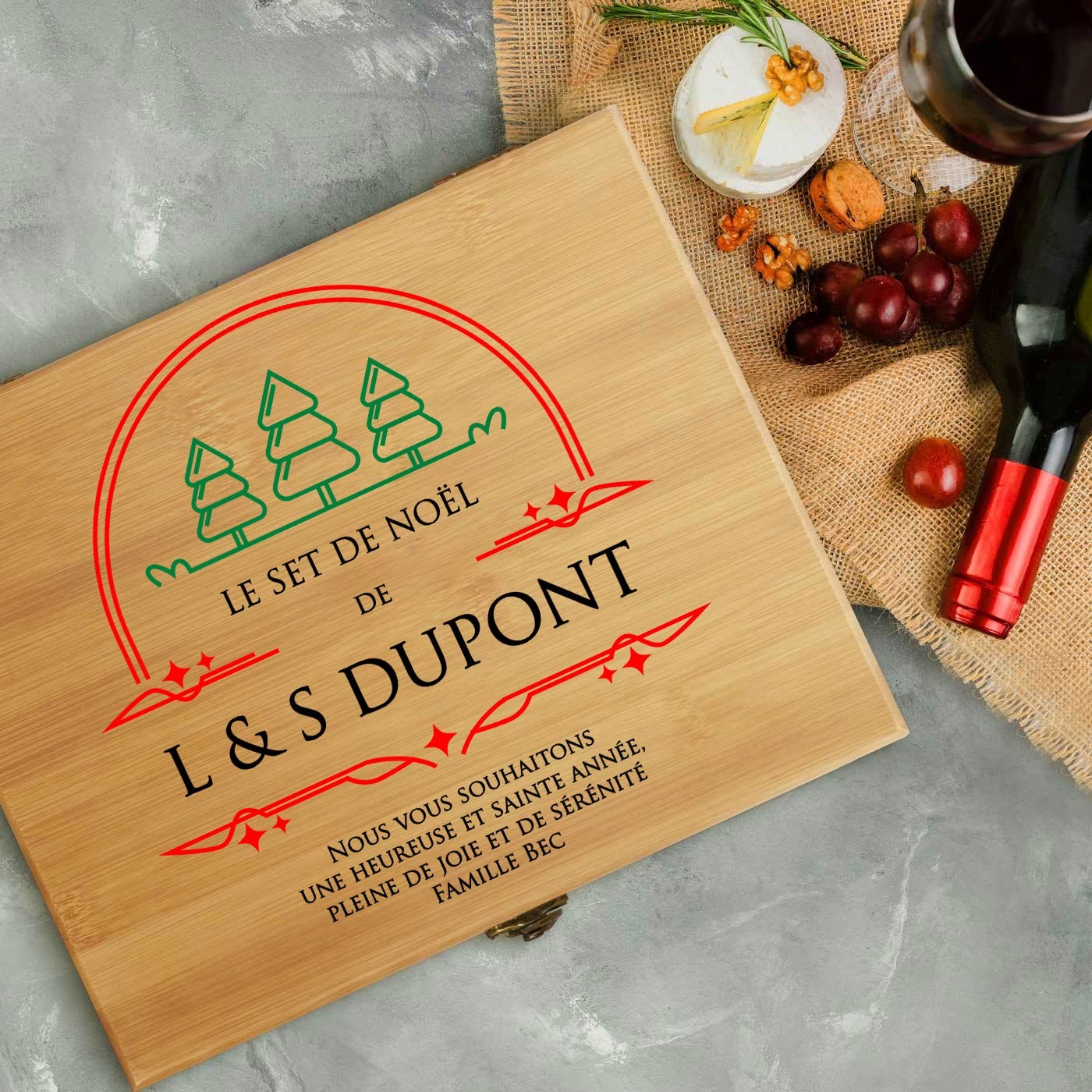 Murrano Wine Accessory Set with Bamboo Wood Case