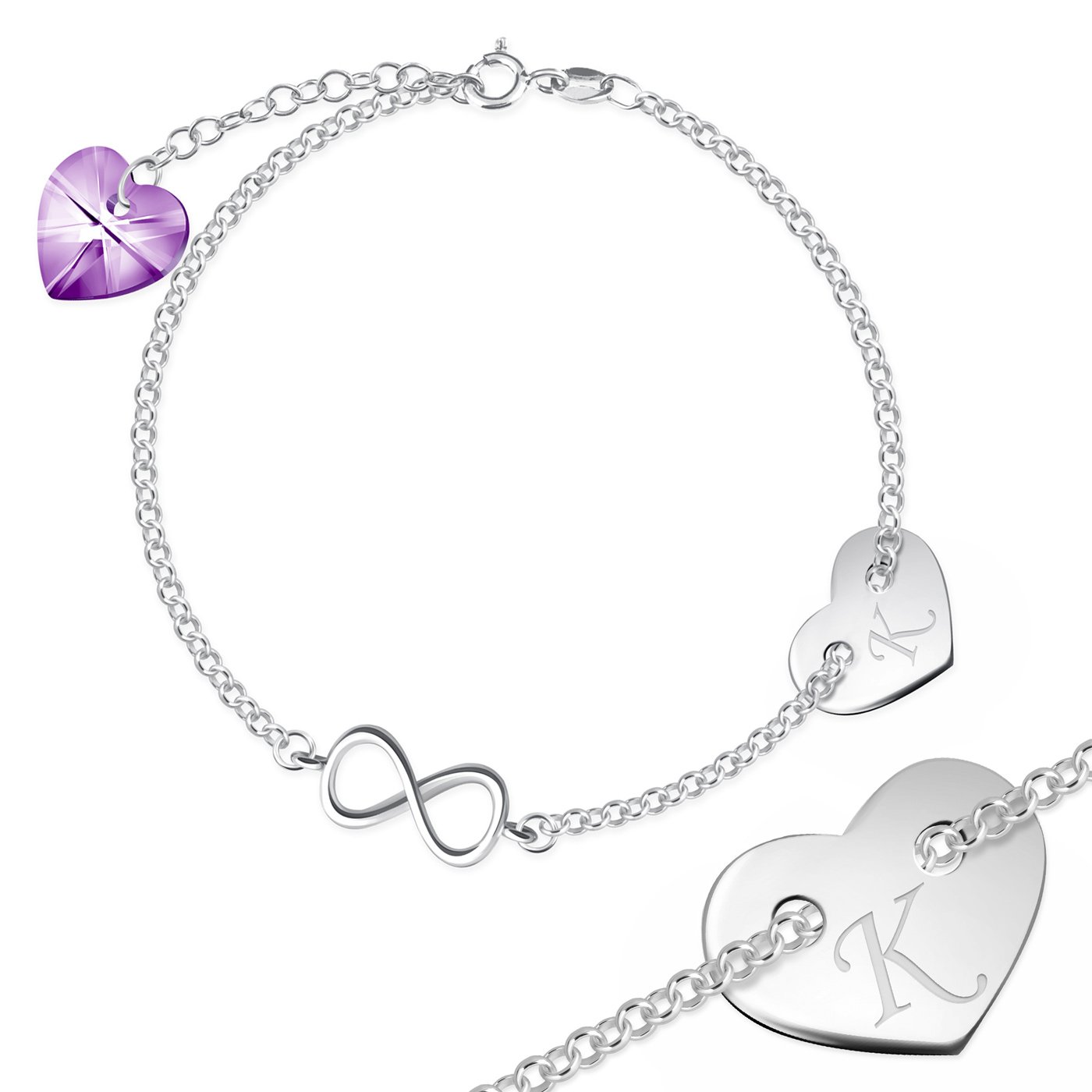 Pulseras de plata de Murrano con grabado para una prometida