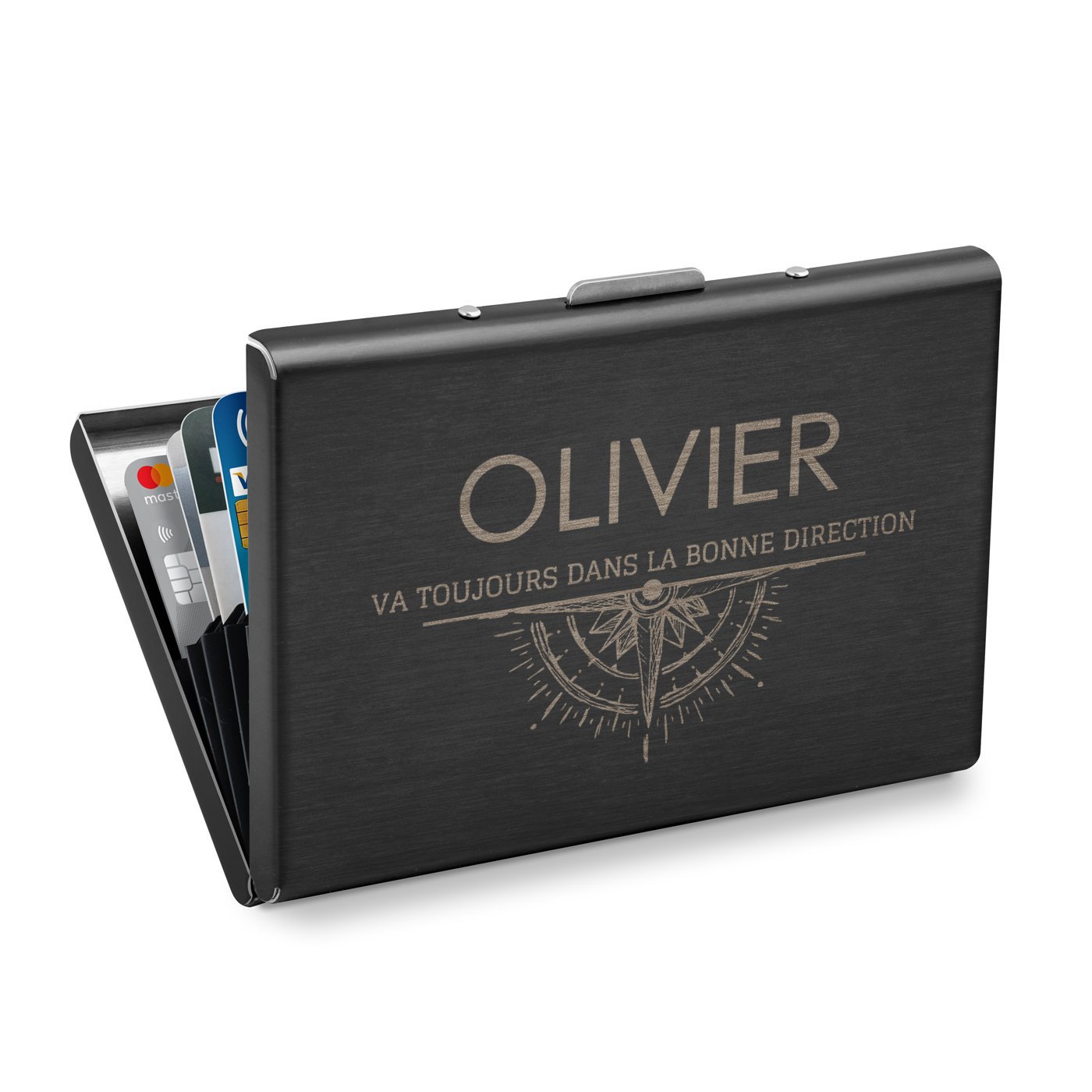 Porte-cartes Murrano pour homme voyageur avec gravure