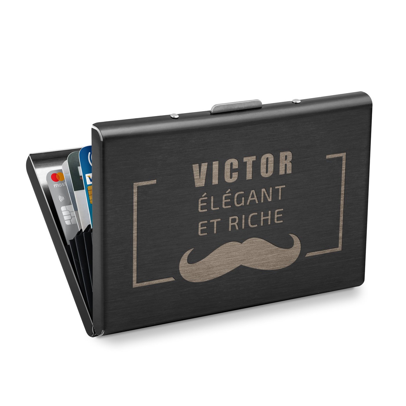 Porte-cartes en métal Murrano personnalisé pour coiffeur/barbier